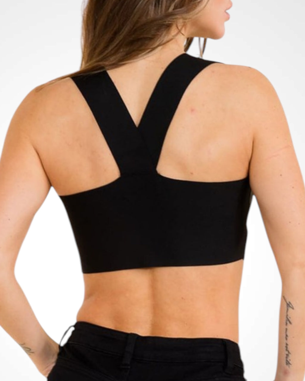 SOLID BANDAGE SQUARE NECK CROP TANK TOP