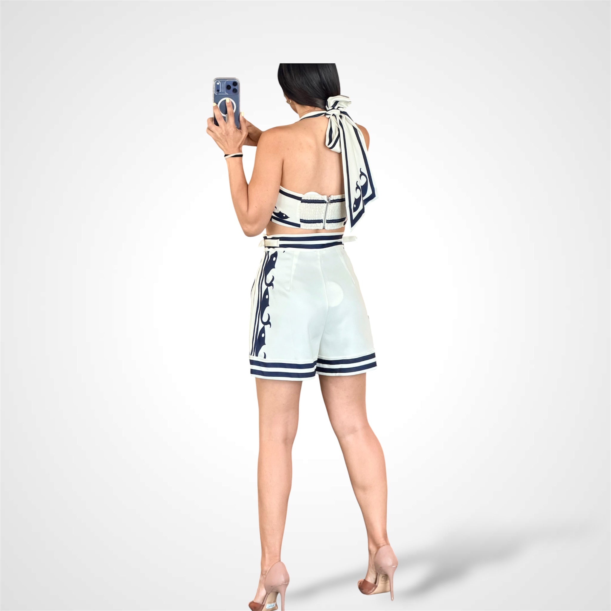 Tie Neck Short Set-3