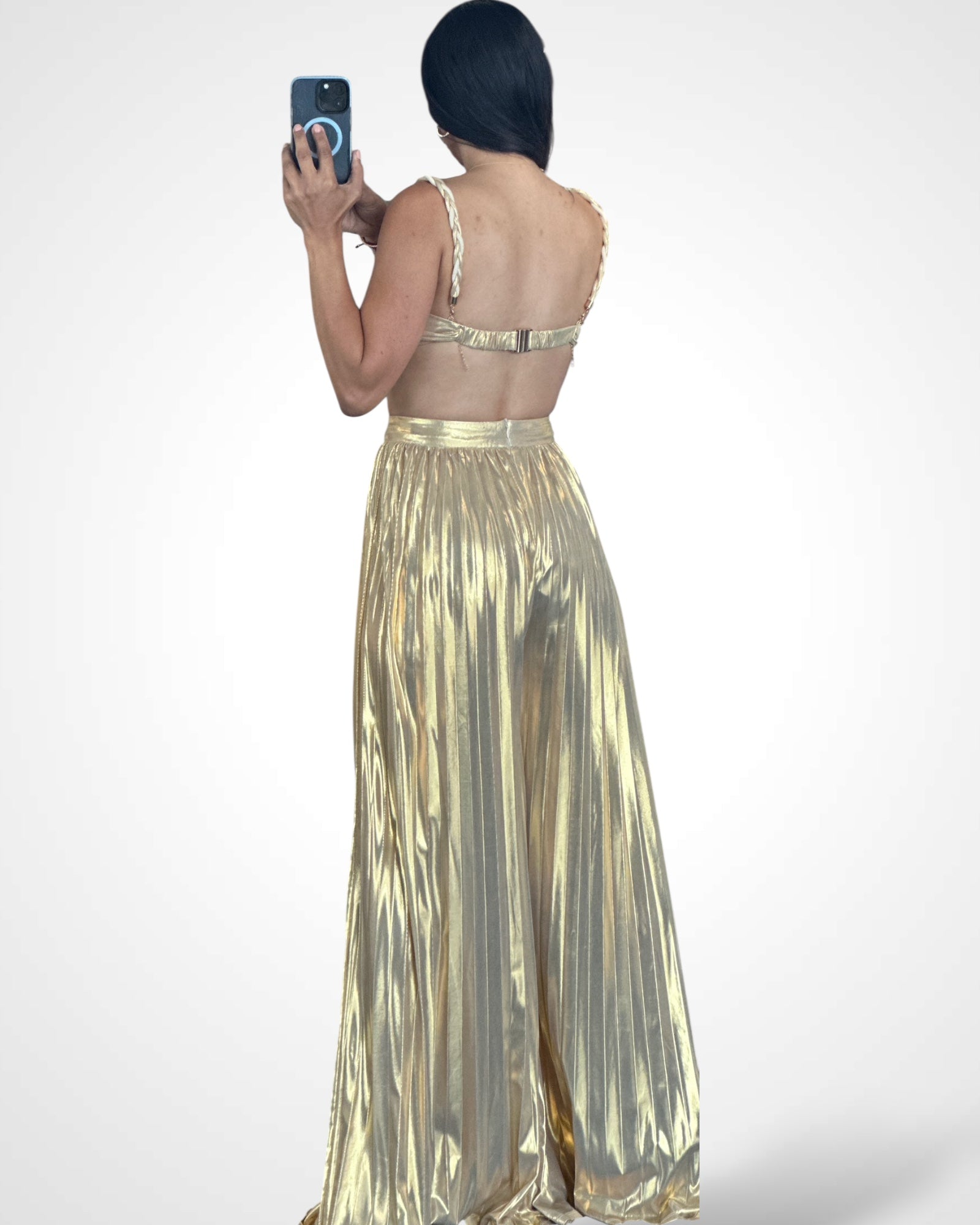 GOLD METALLIC TWO PIECE SET•-3