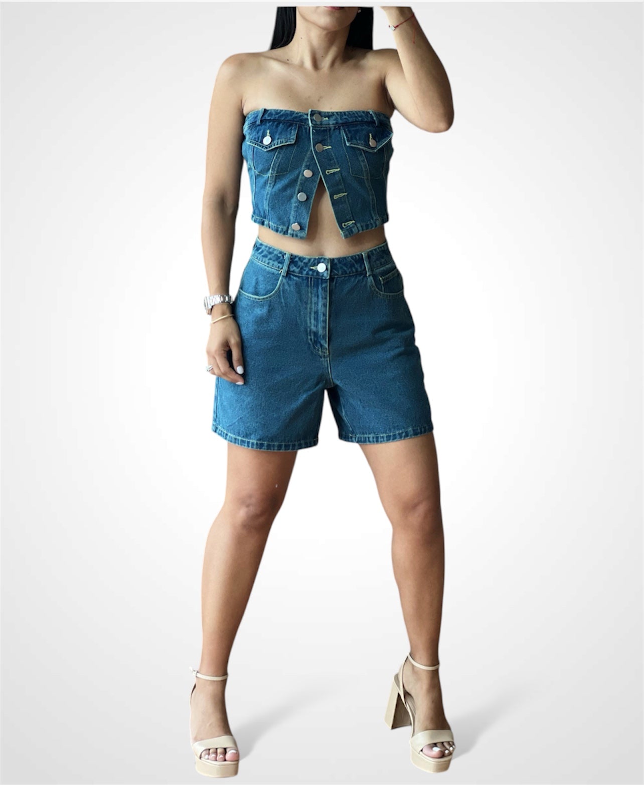 Mid Lenght Denim Short•-2