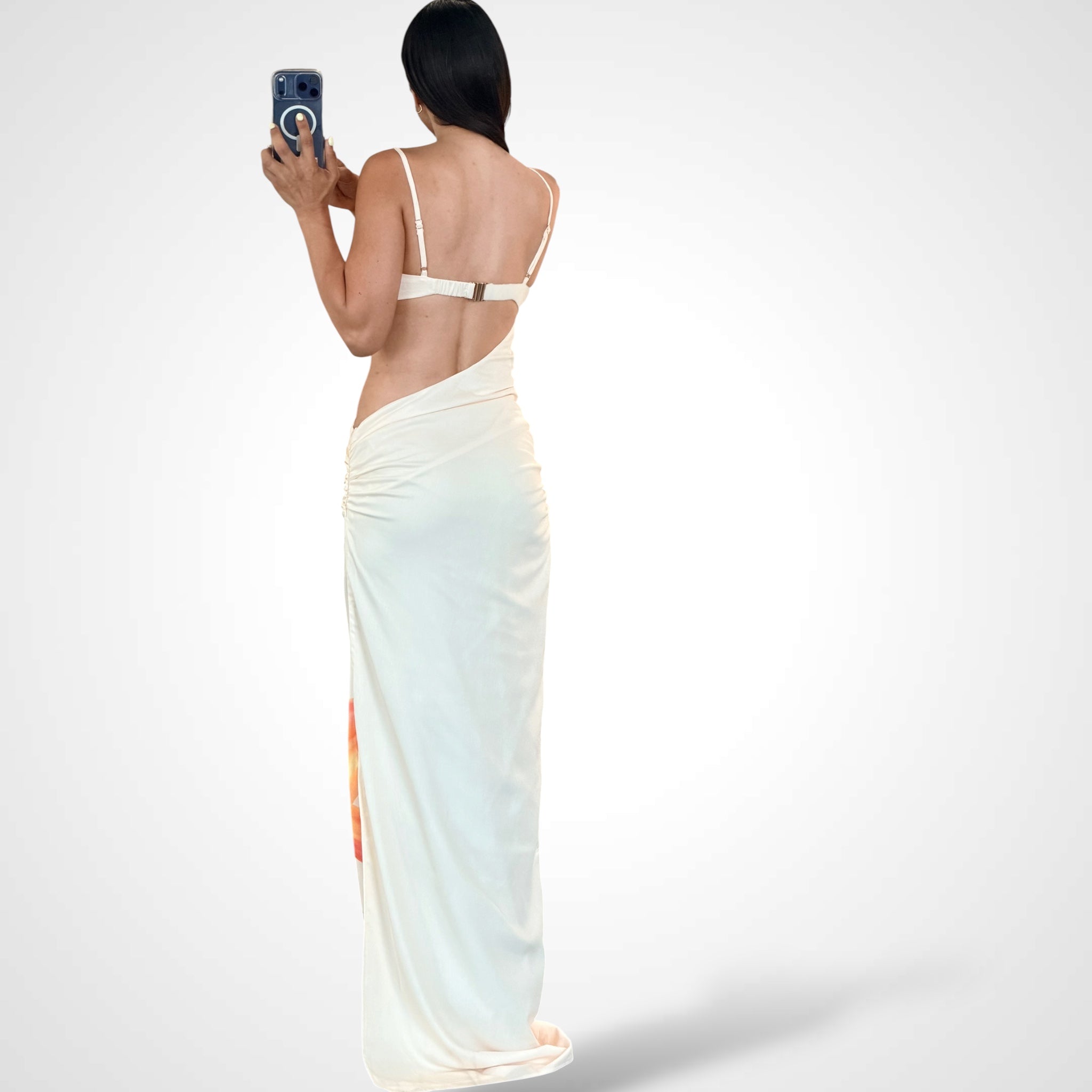 LILY PRINT DRAPED CUTOUT MAXI DRESS-3