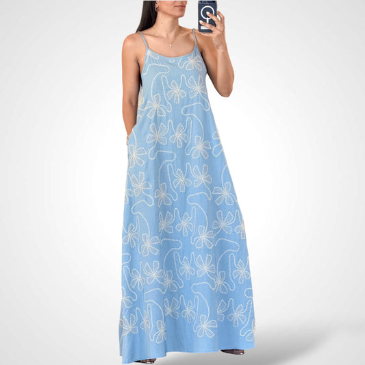 EMBROIDERY BOW MAXI DRESS