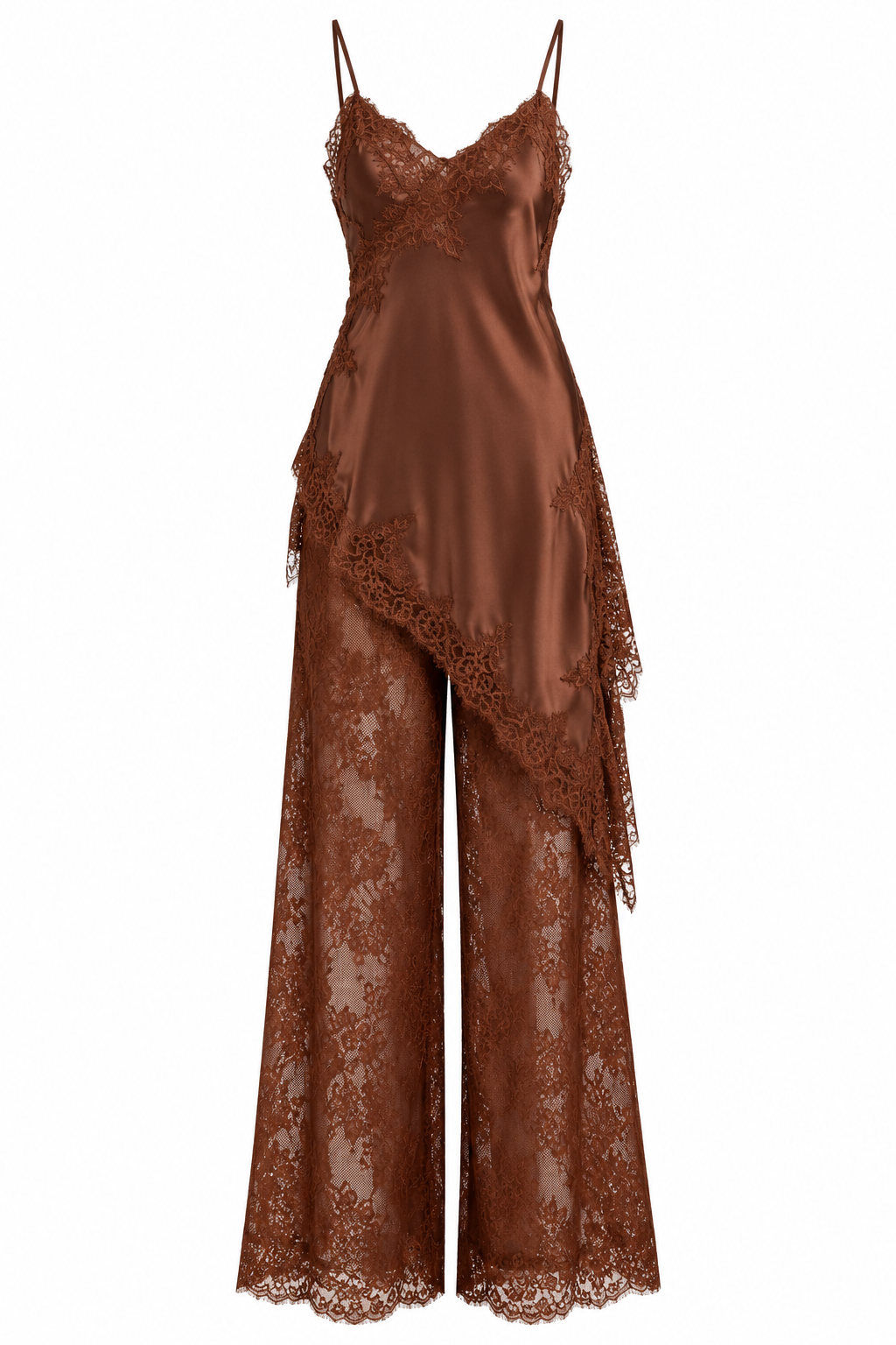Mocha Lace Satin Set-4