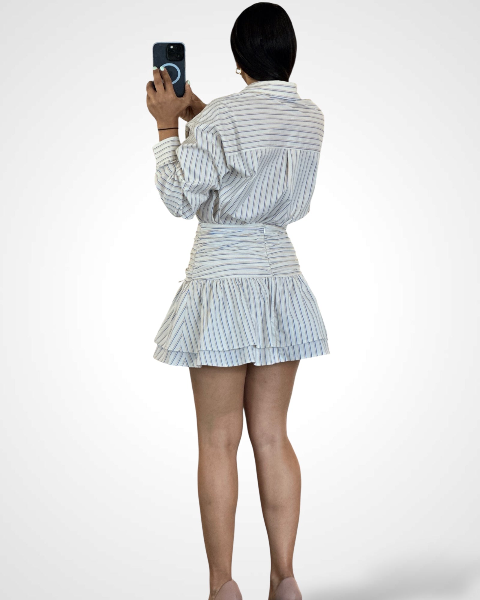 Striped Shirred Mini Skort•-3