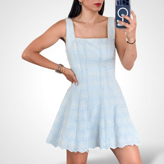 Scalloped Hemline Lace Mini Dress