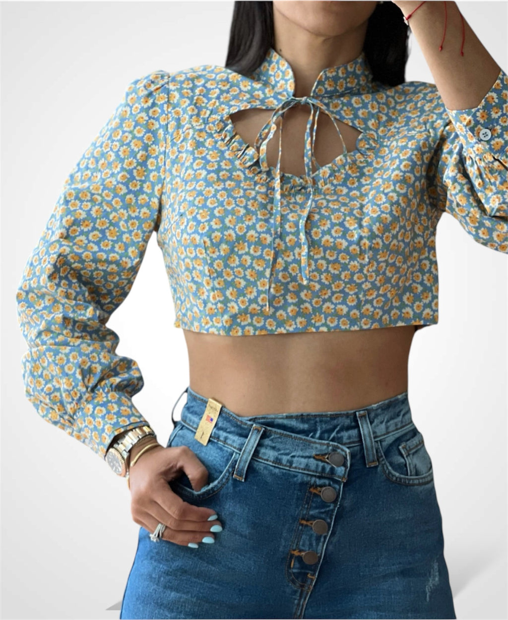 Blue & Yellow Crop Top