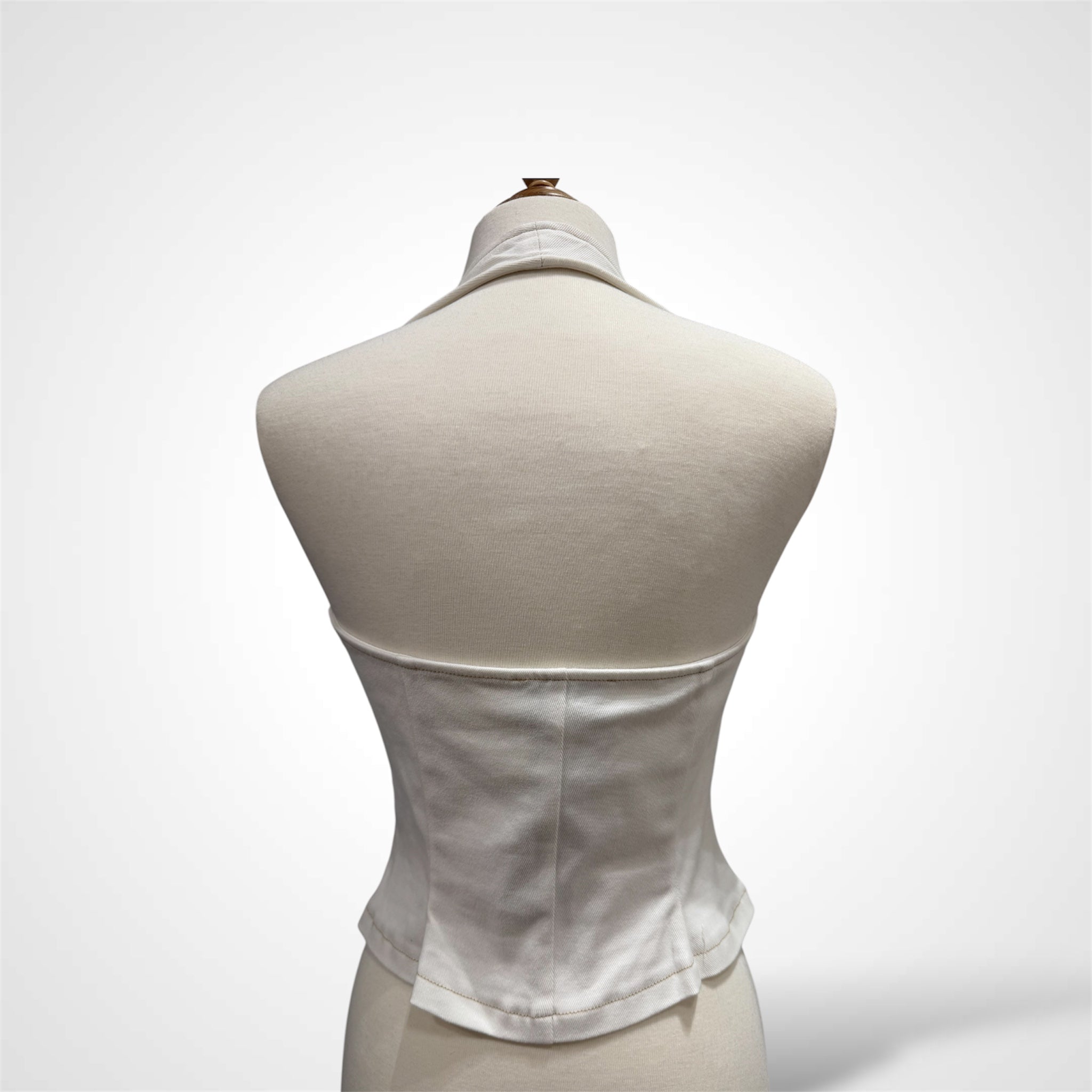 White Solid Woven Vest-2