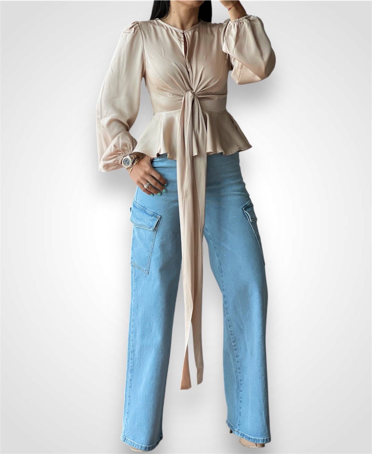 Taupe Silky Top•-2