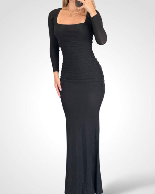 GLITTERED CRISS-CROSS LADDER BACK MAXI DRESS