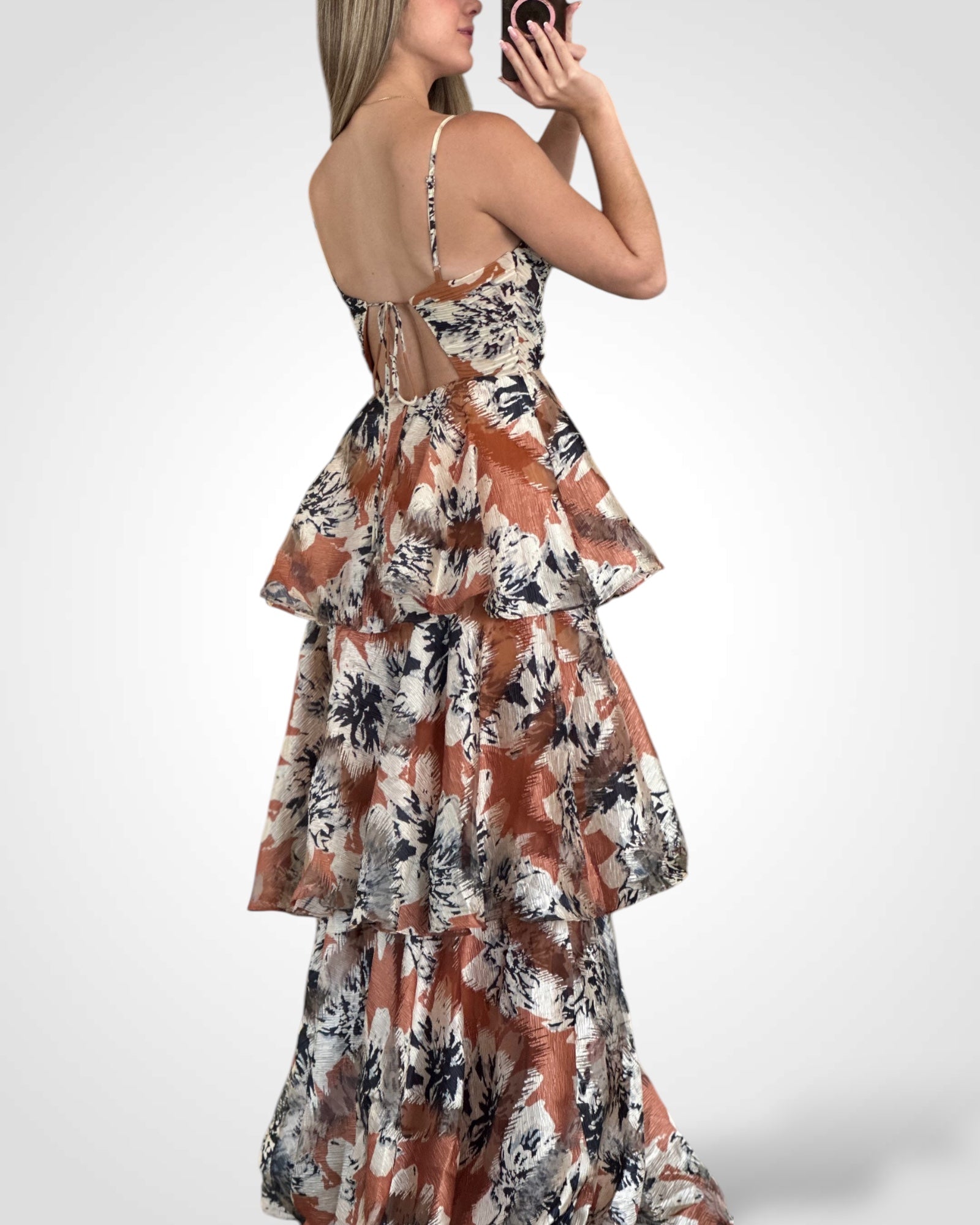 TEXTURED ORGANZA TIER MAXI DRESS