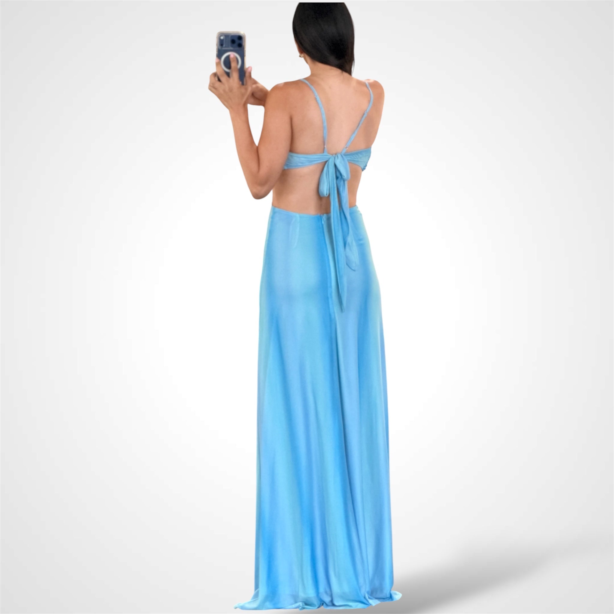 BLUE BANDEAU CUT-OUT MAXI DRESS-3