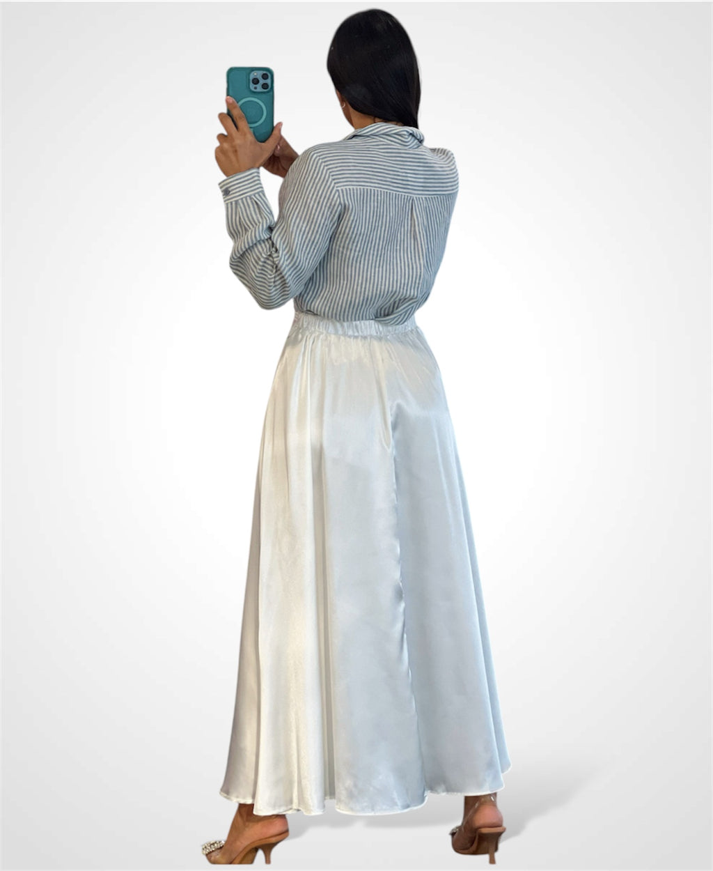 Satin Flare Long Skirt
