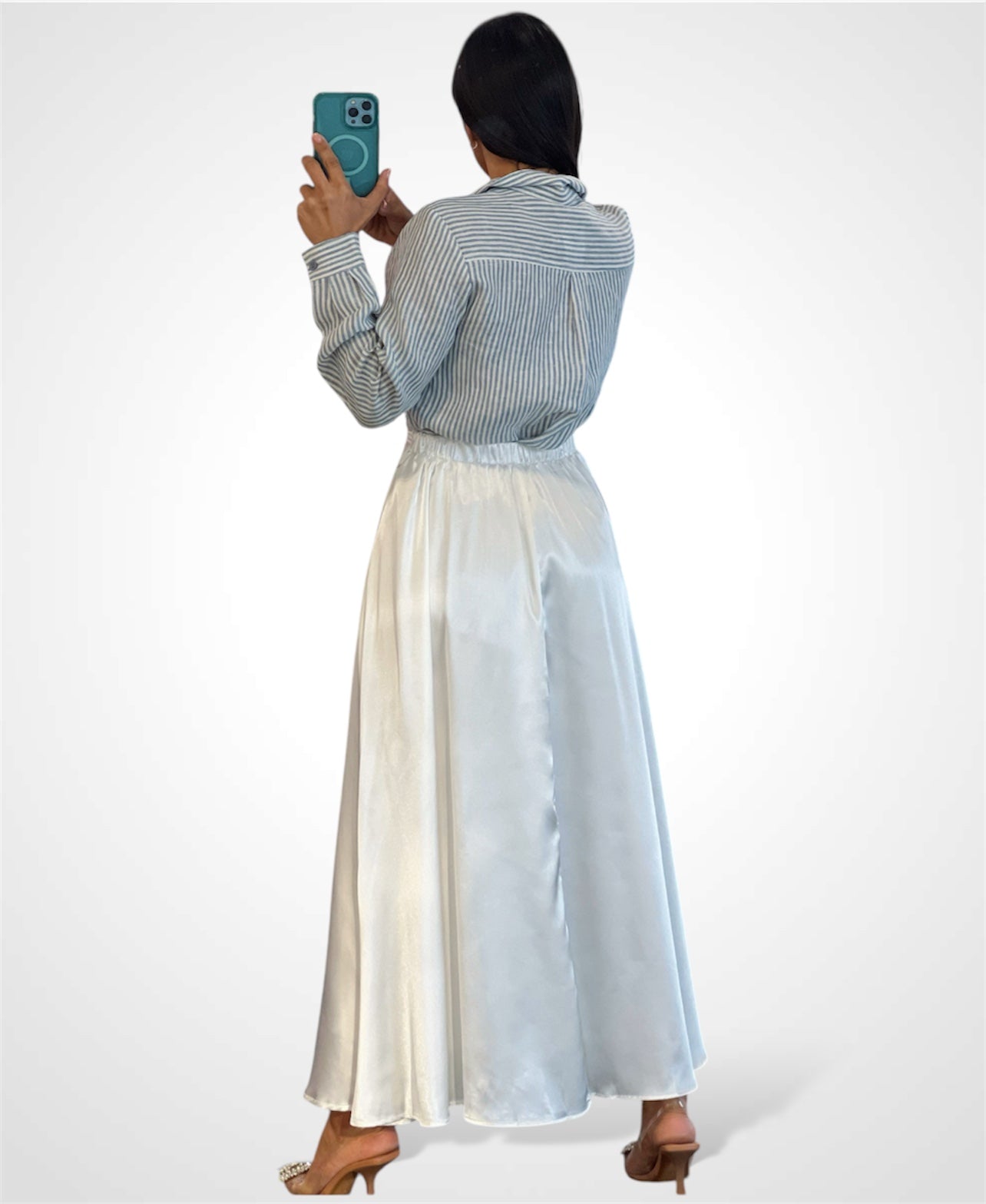 Satin Flare Long Skirt