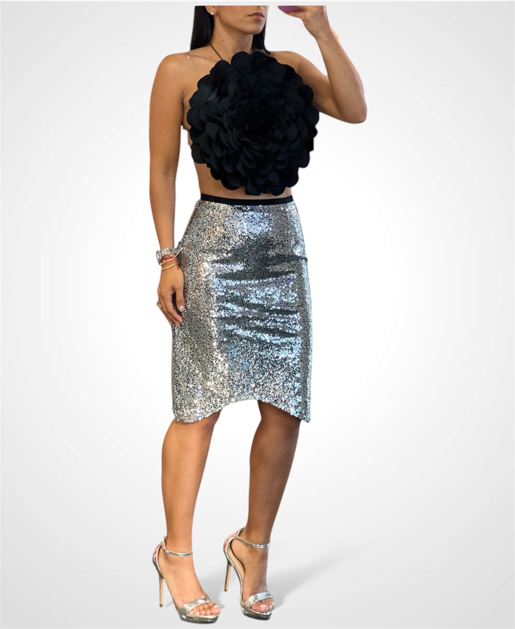 Sequin Silver Skirt