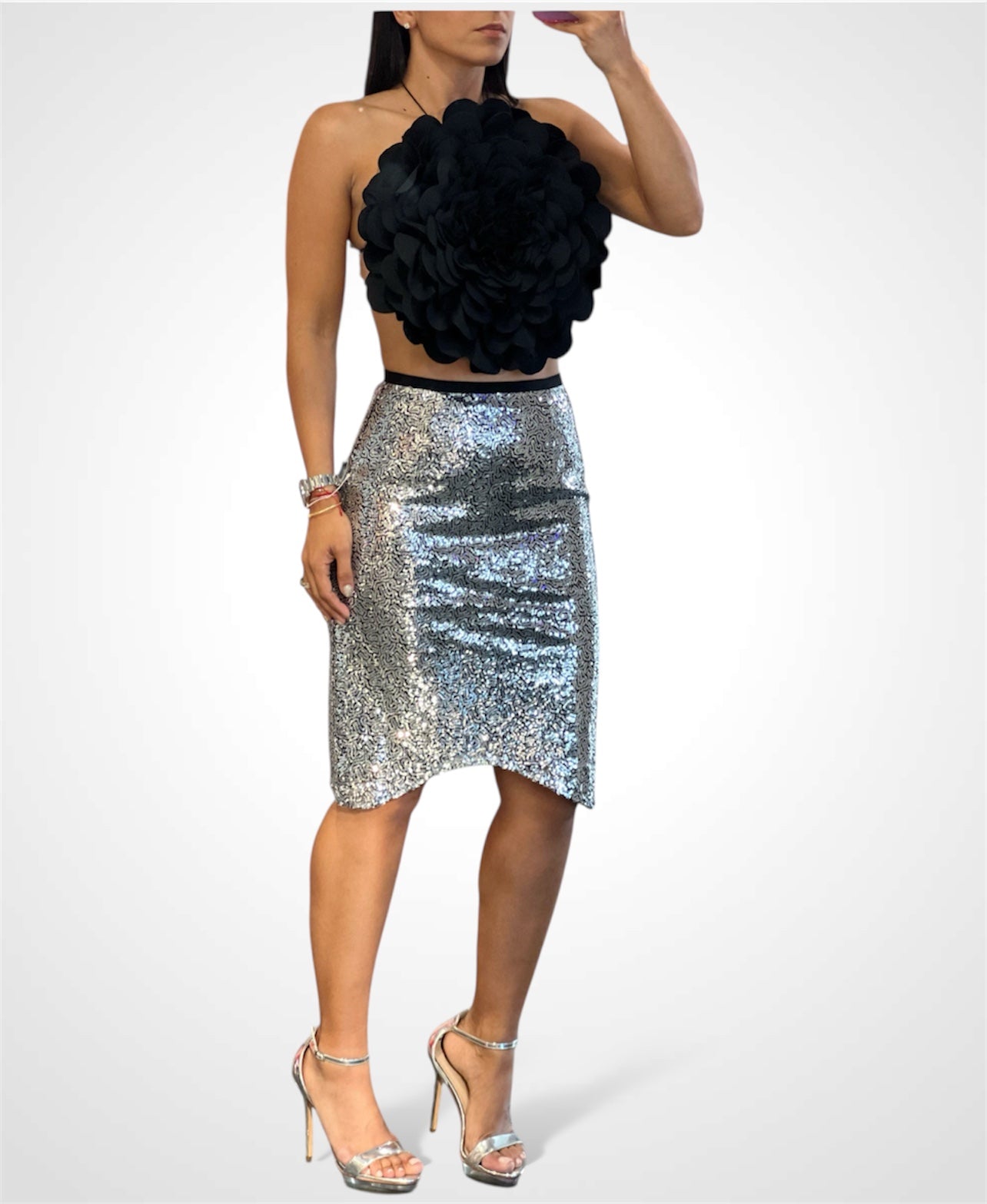 Sequin Silver Skirt
