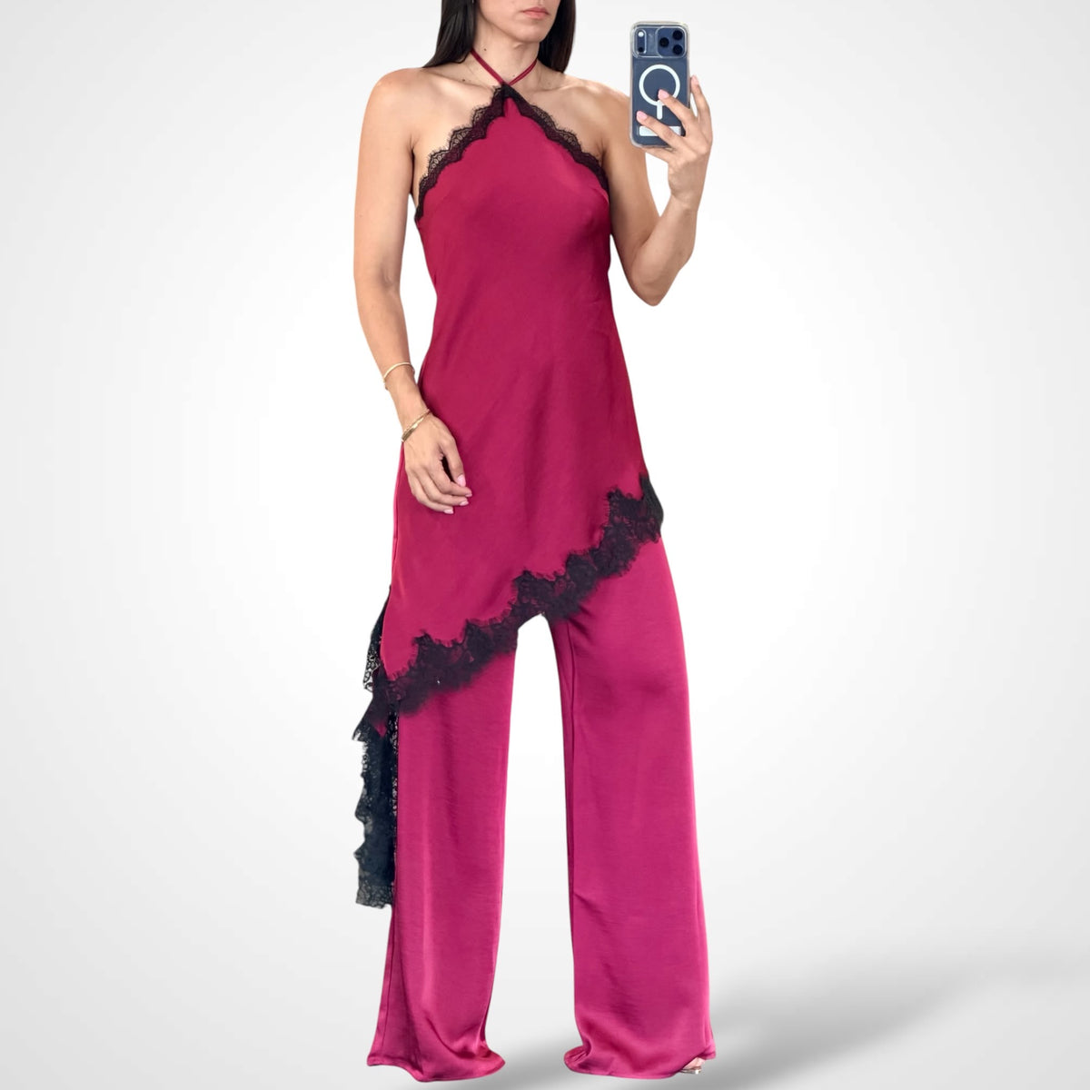 Lace Satin Wine Jumpsuit-1