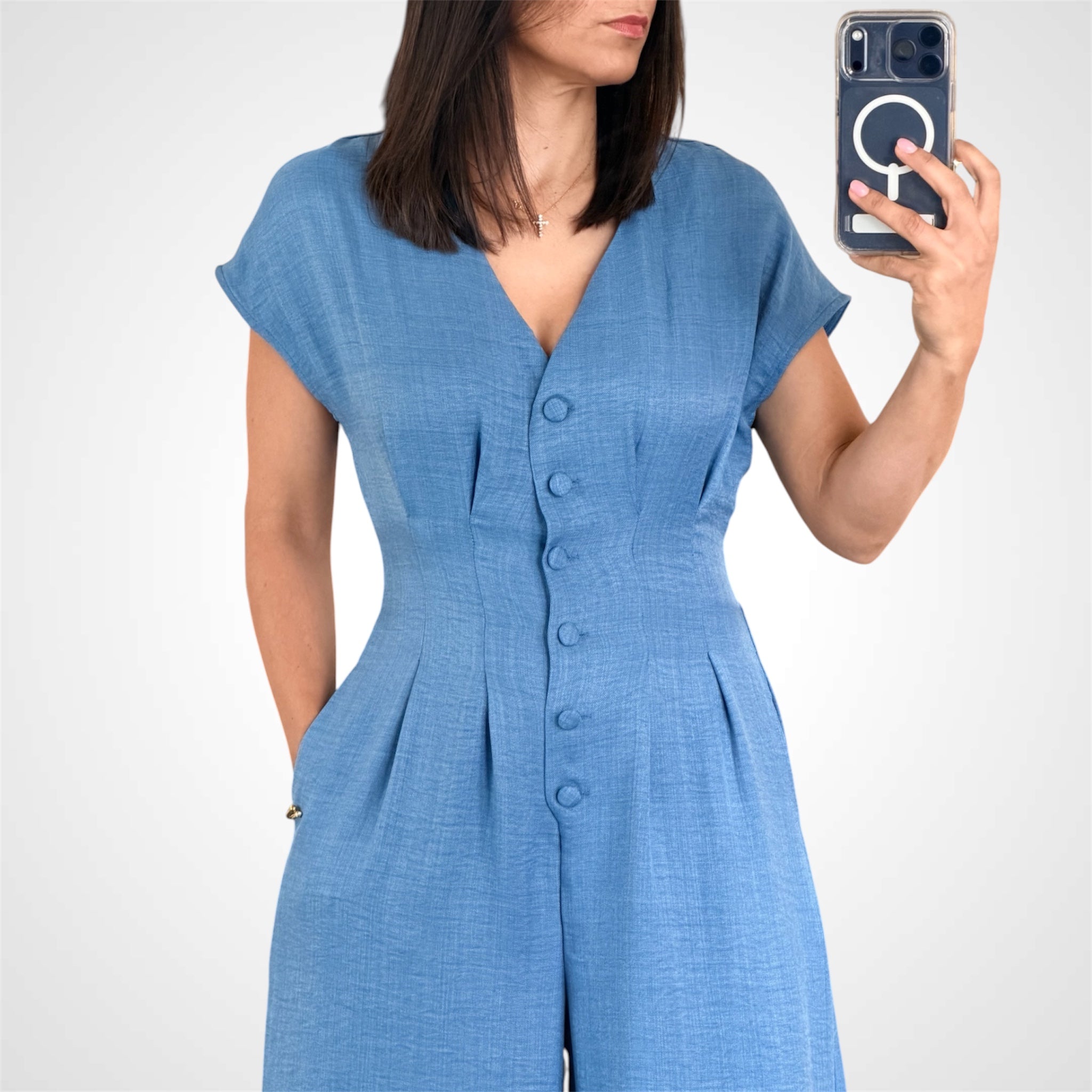Loose Fit Button Jumpsuit-2