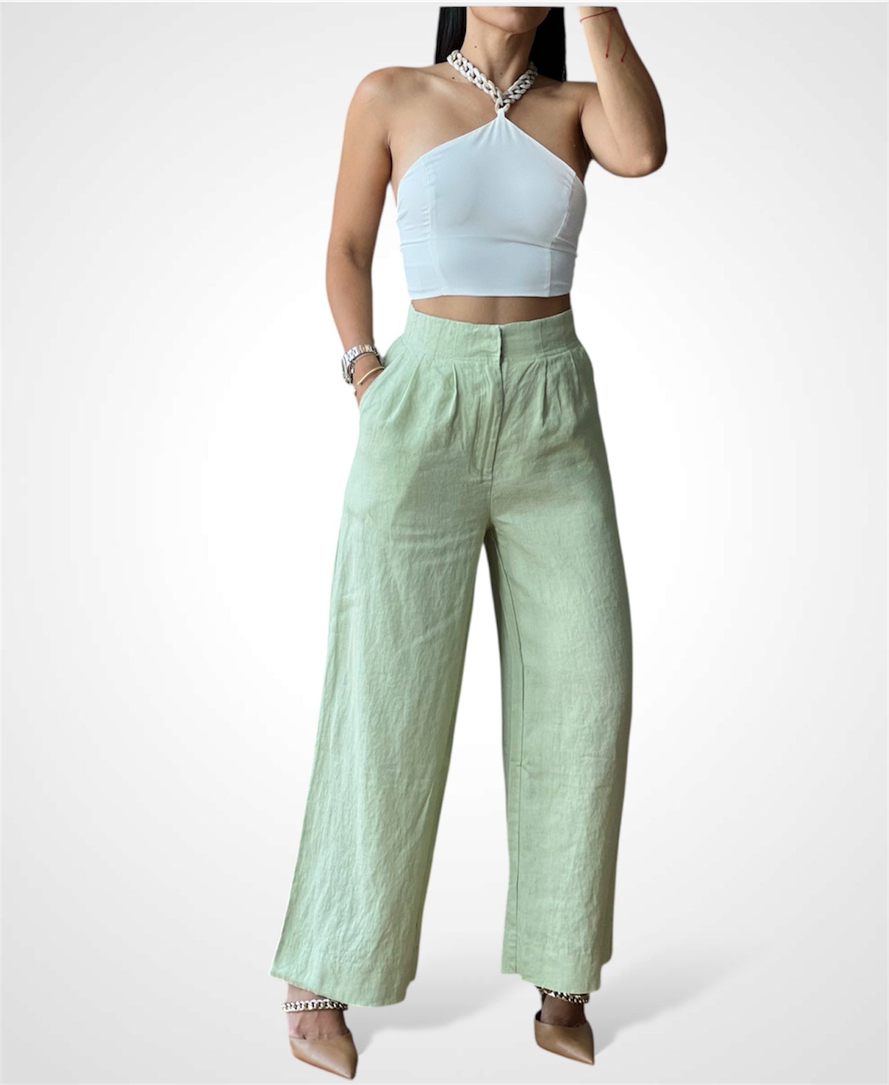 Chain Neck Crop Top•-2