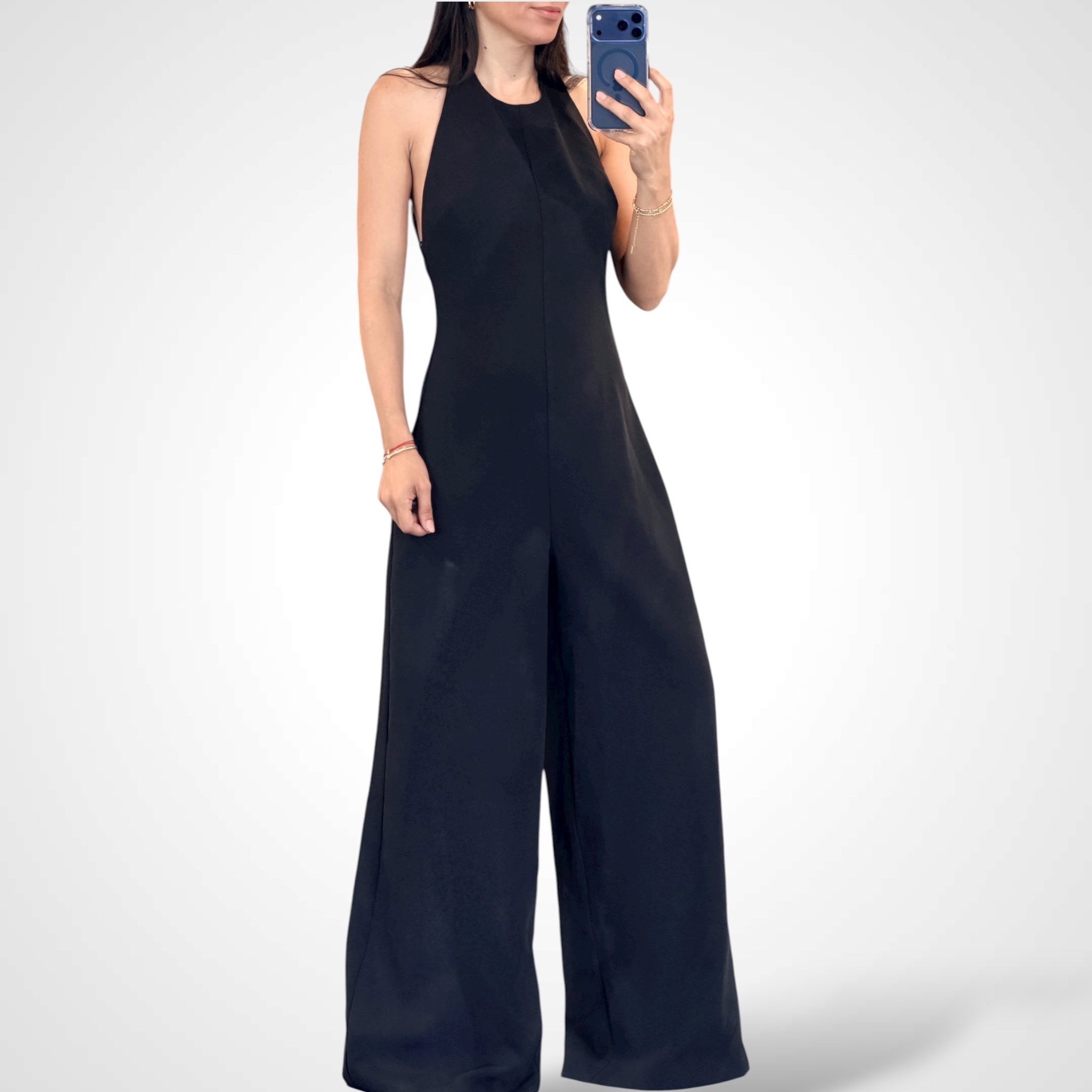 SJQ-BLACK HALTER LONG JUMPSUIT