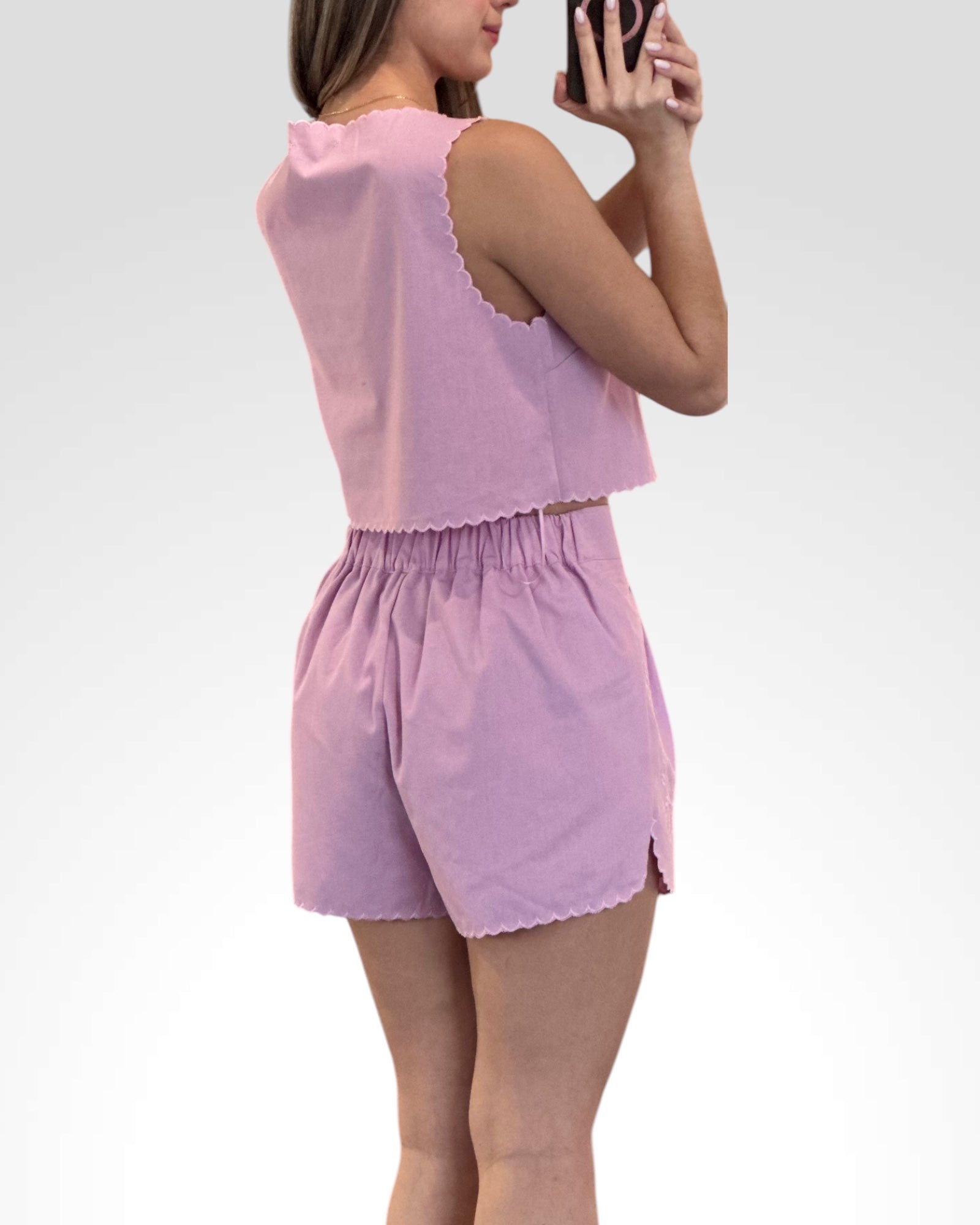 EMBROIDERED CROP TOP AND SHORTS SET