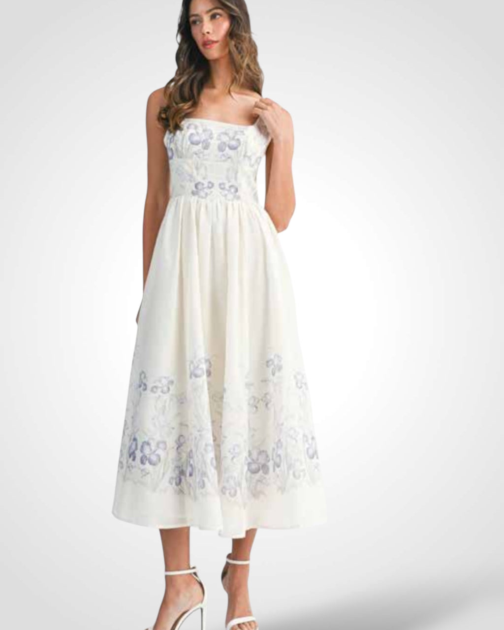 Printed bustier Midi Dress