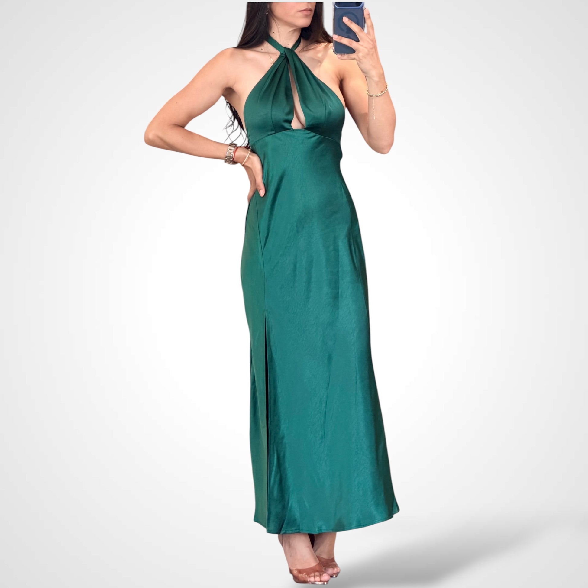 WRAP HALTER MAXI DRESS• Medium