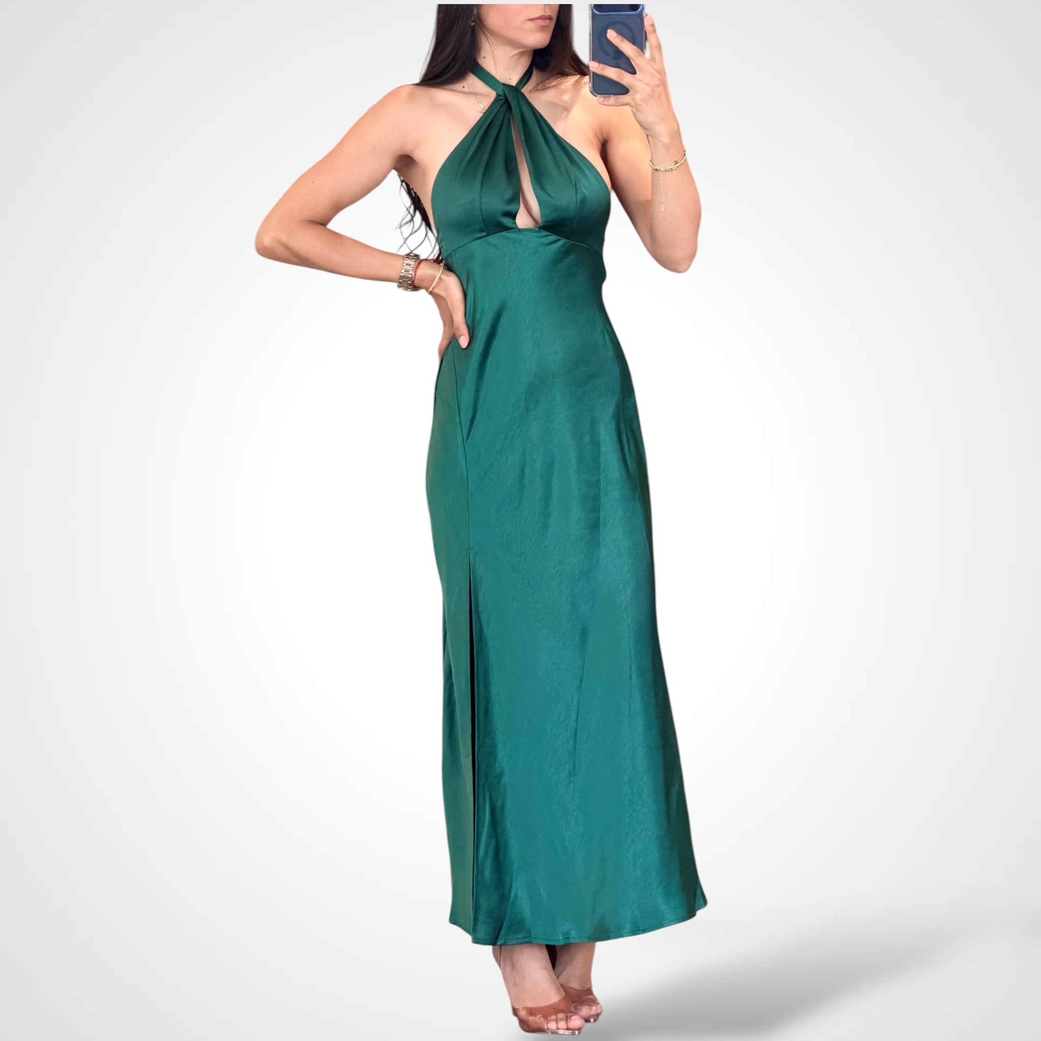 WRAP HALTER MAXI DRESS•