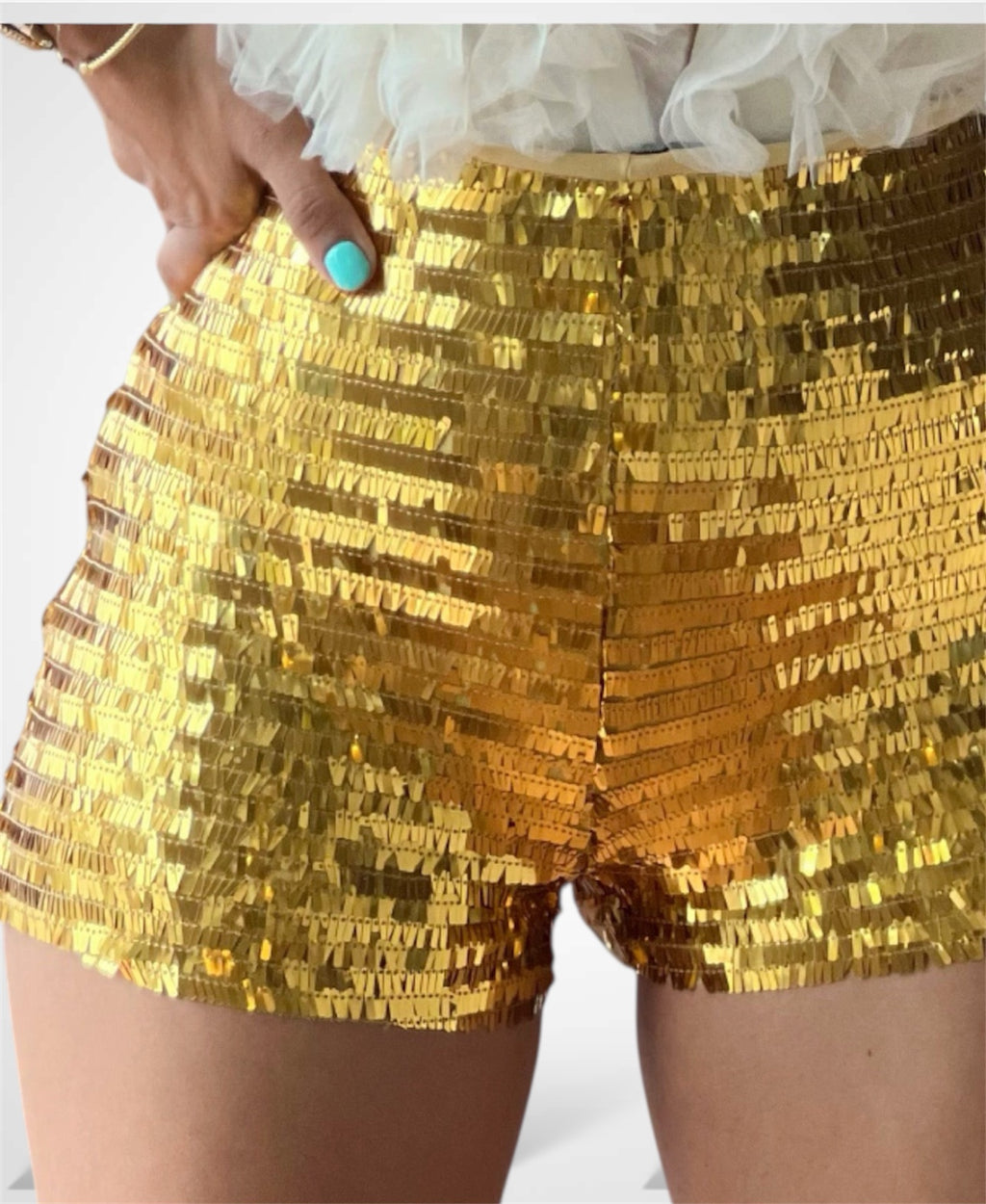 Gold Sequin Fitted Hot Pants