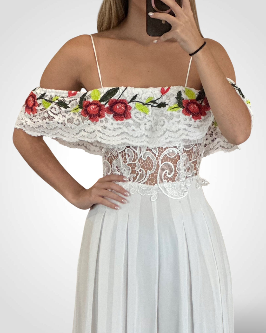 Floral Embroidery Detail Jumpsuit