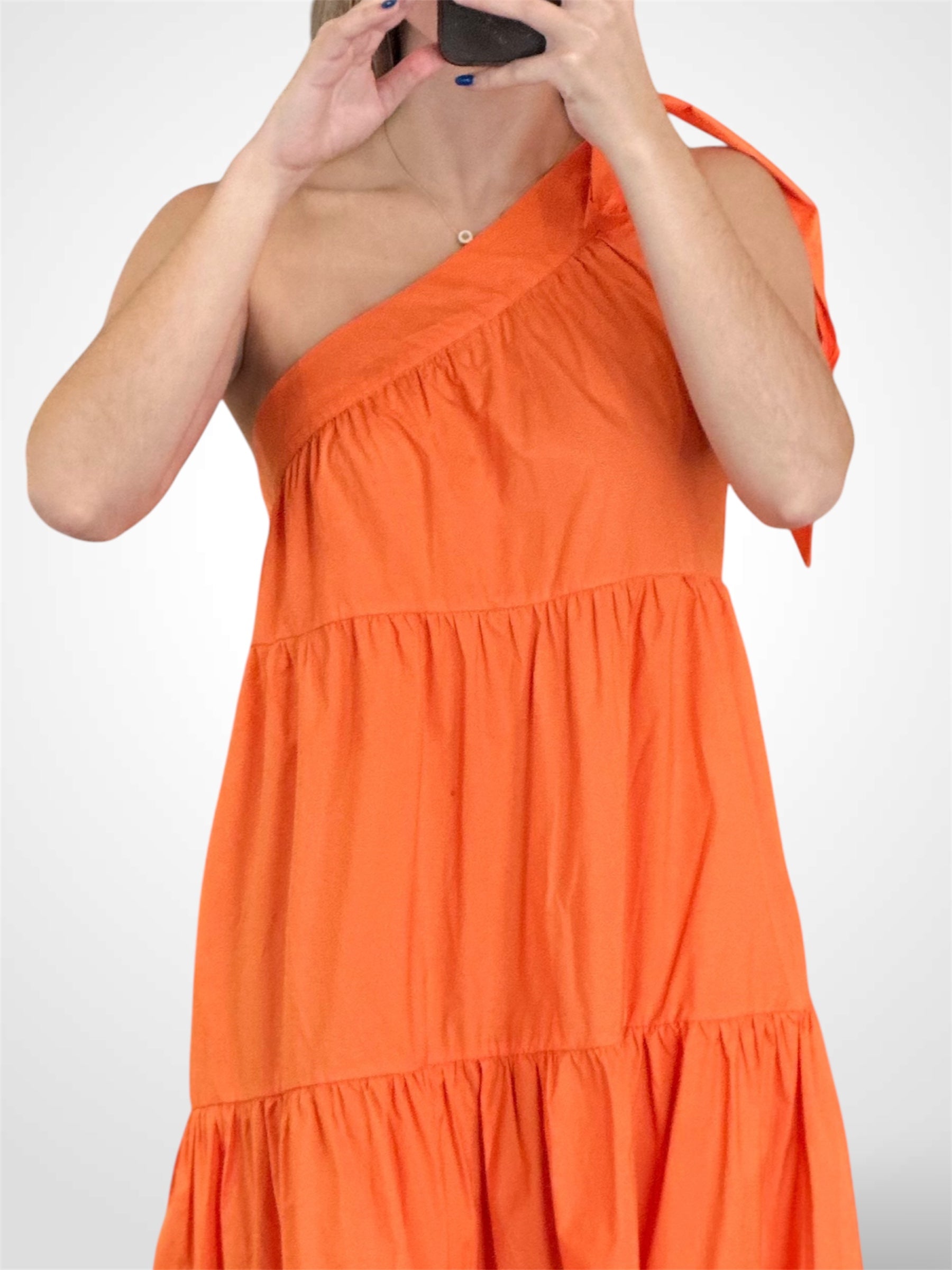 ONE SHOULDER TIERED POCKETS MAXI DRESS•-2