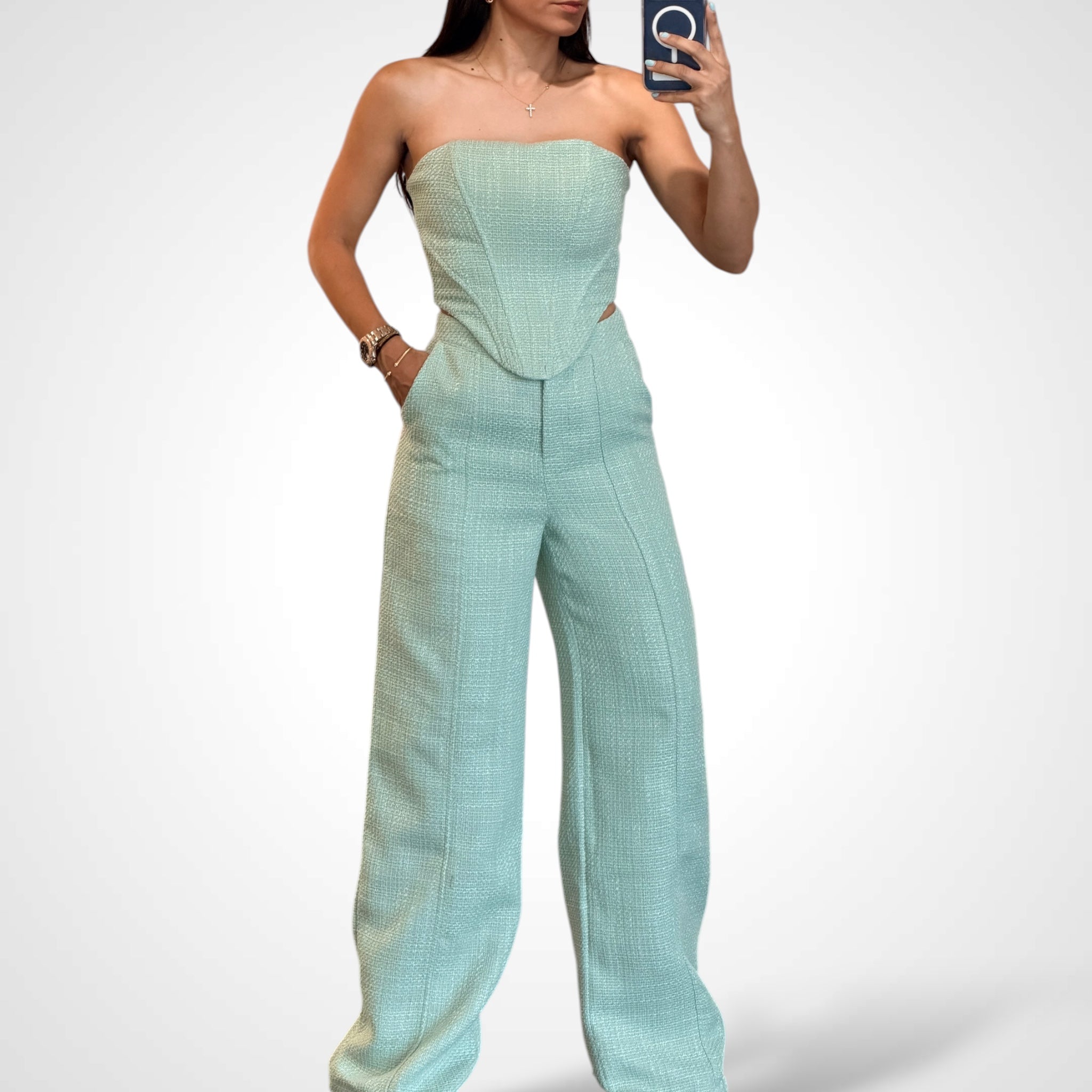 SAGE LINEN LONG PANTS SET