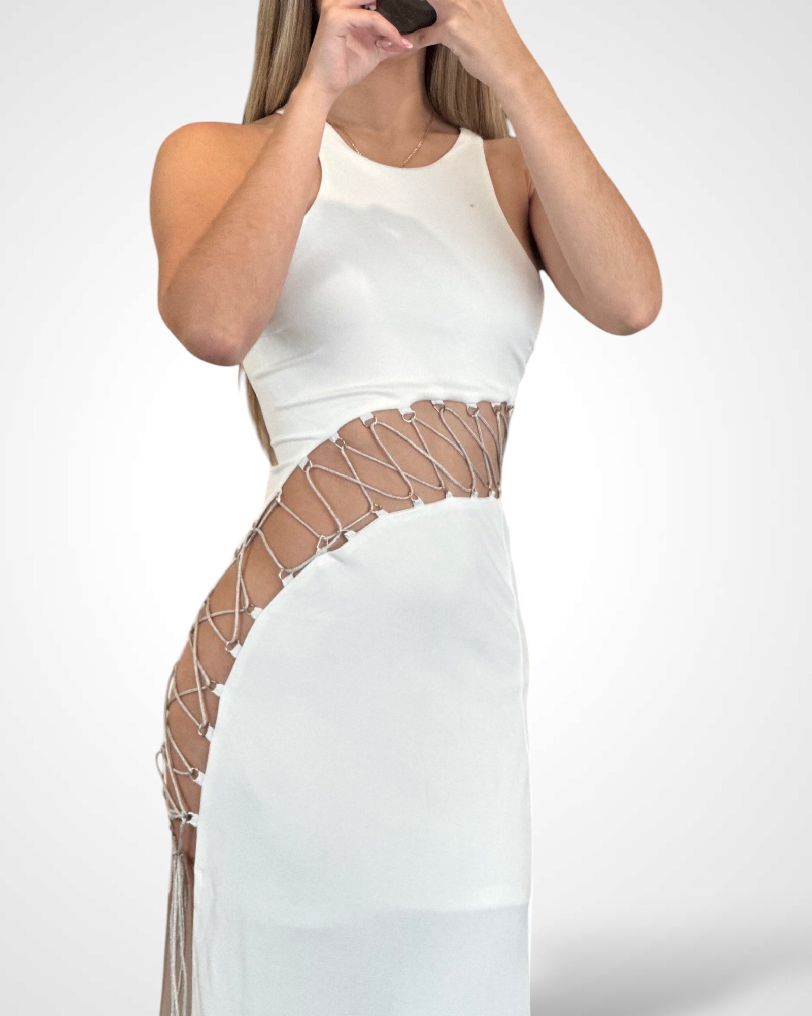 Corset Style Lace Up Maxi Dress