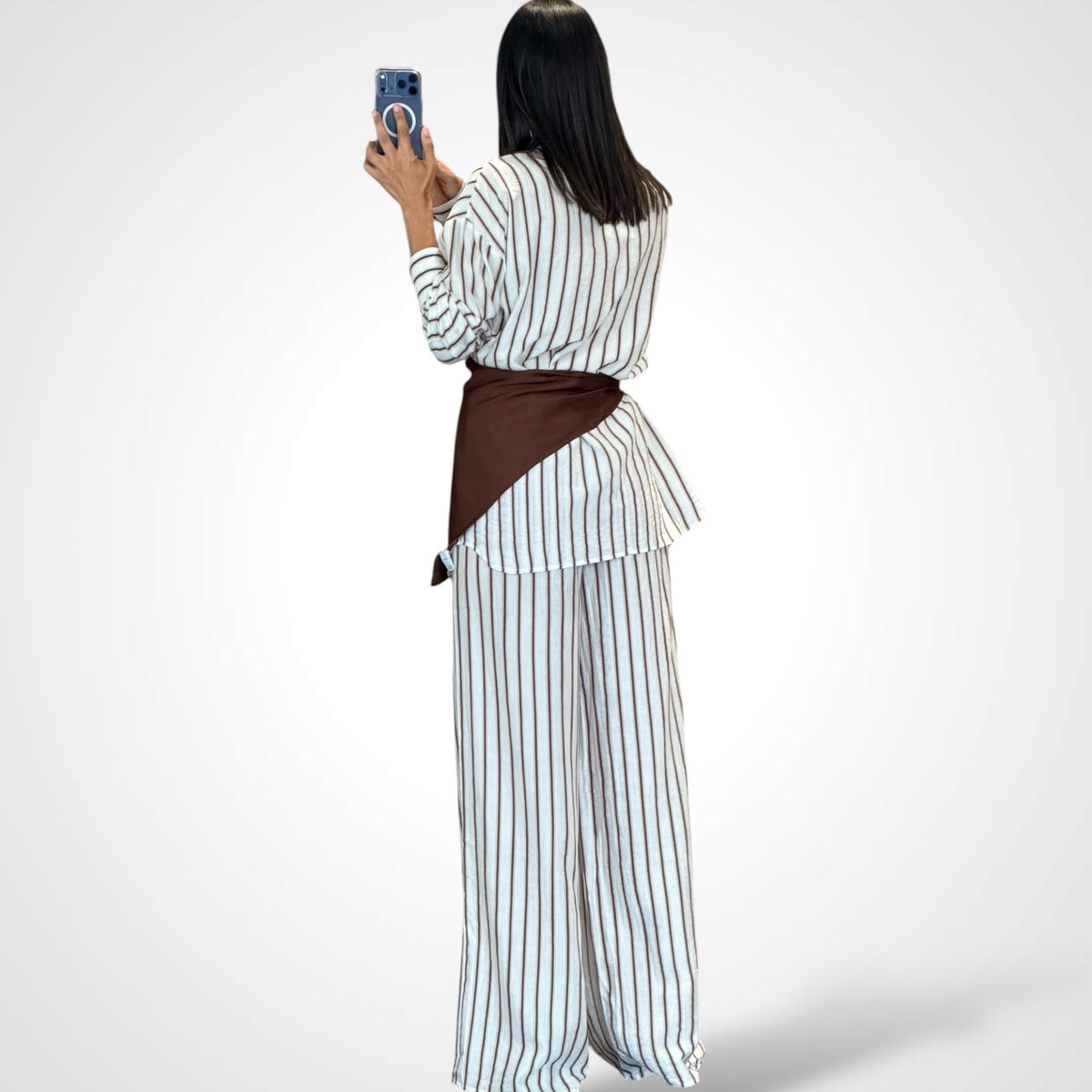 Striped Wrap Wide-Leg Set-2