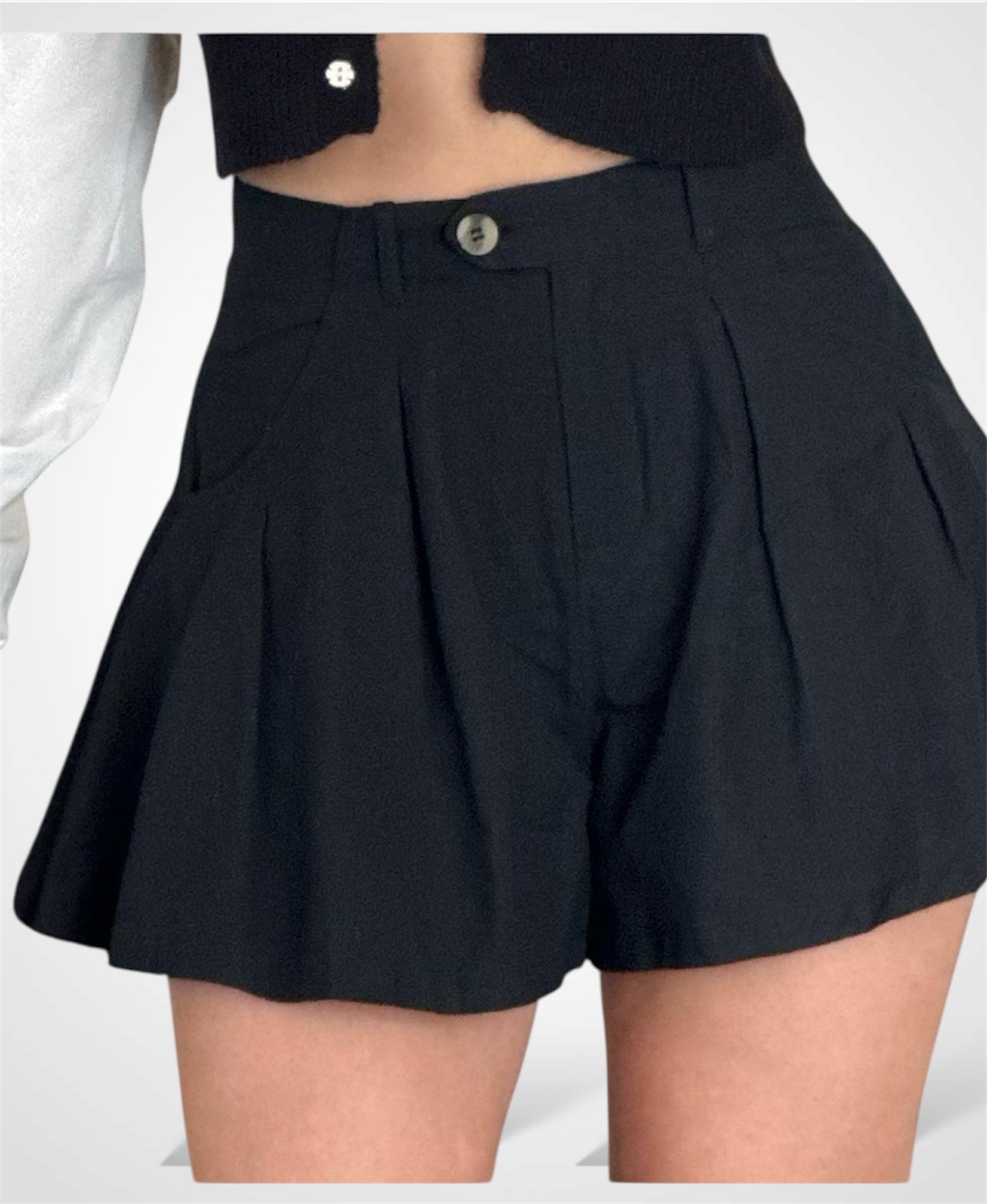 BLACK FLARE SHORTS