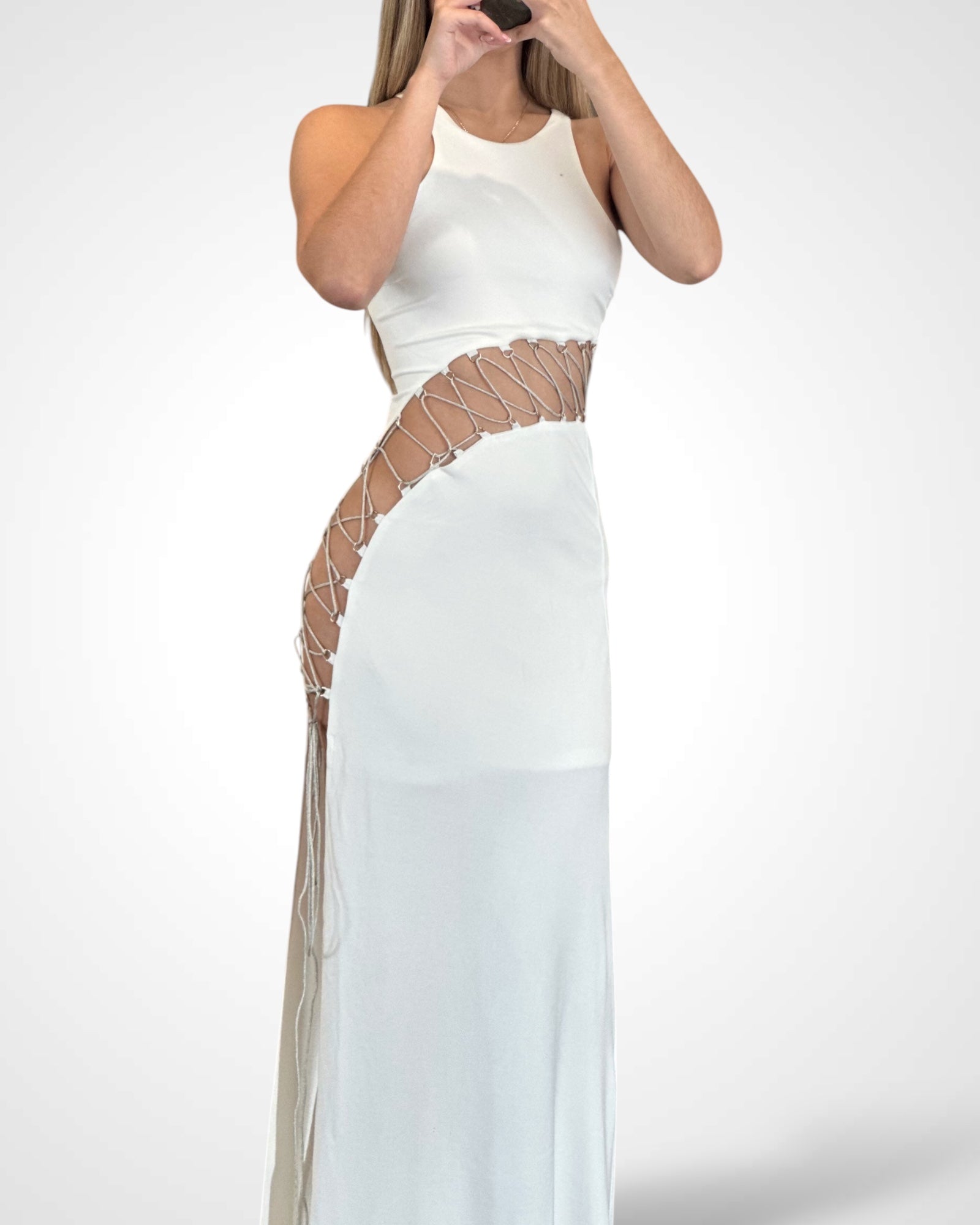 Corset Style Lace Up Maxi Dress