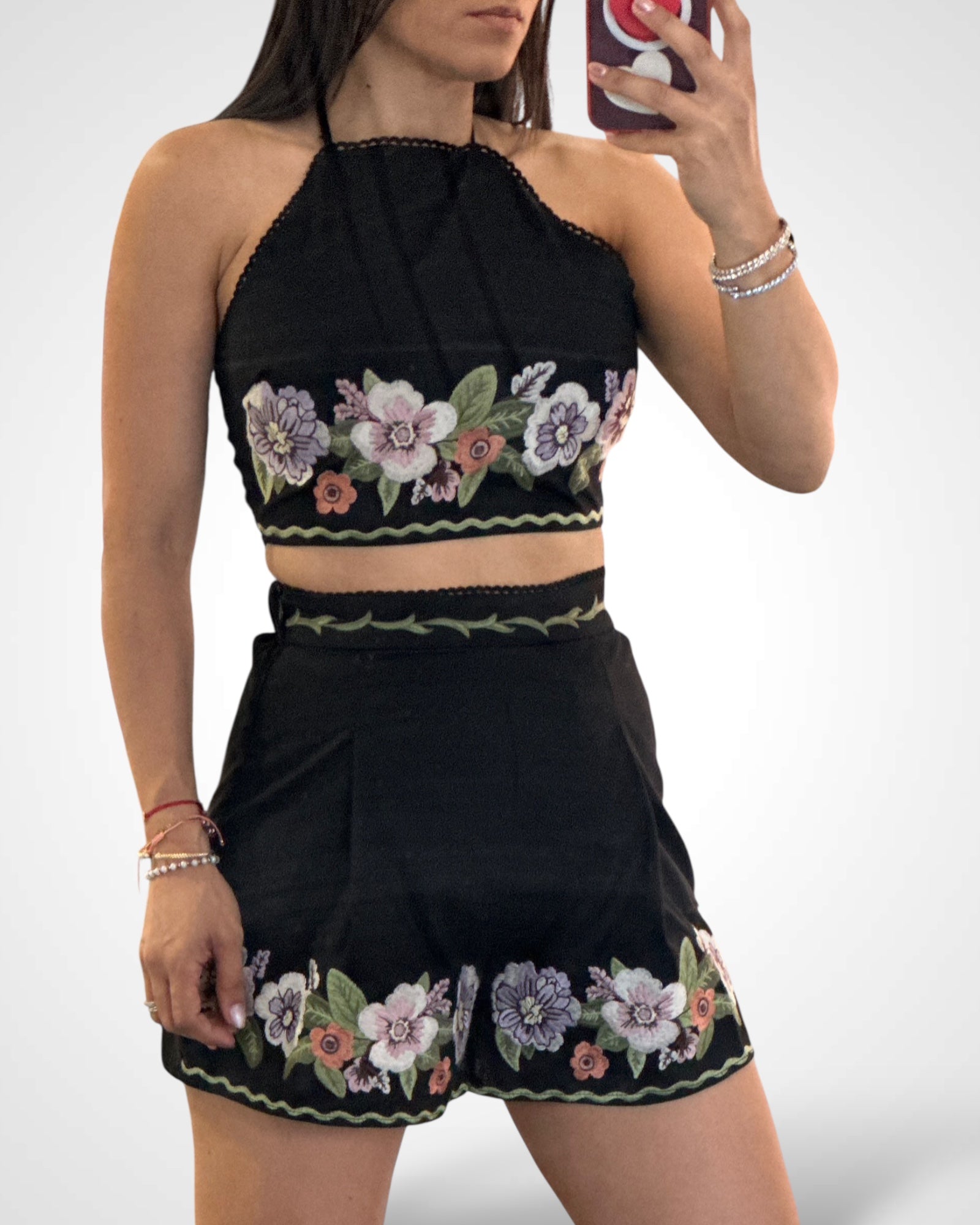 SJQ-Embroiderd Top And Short Set