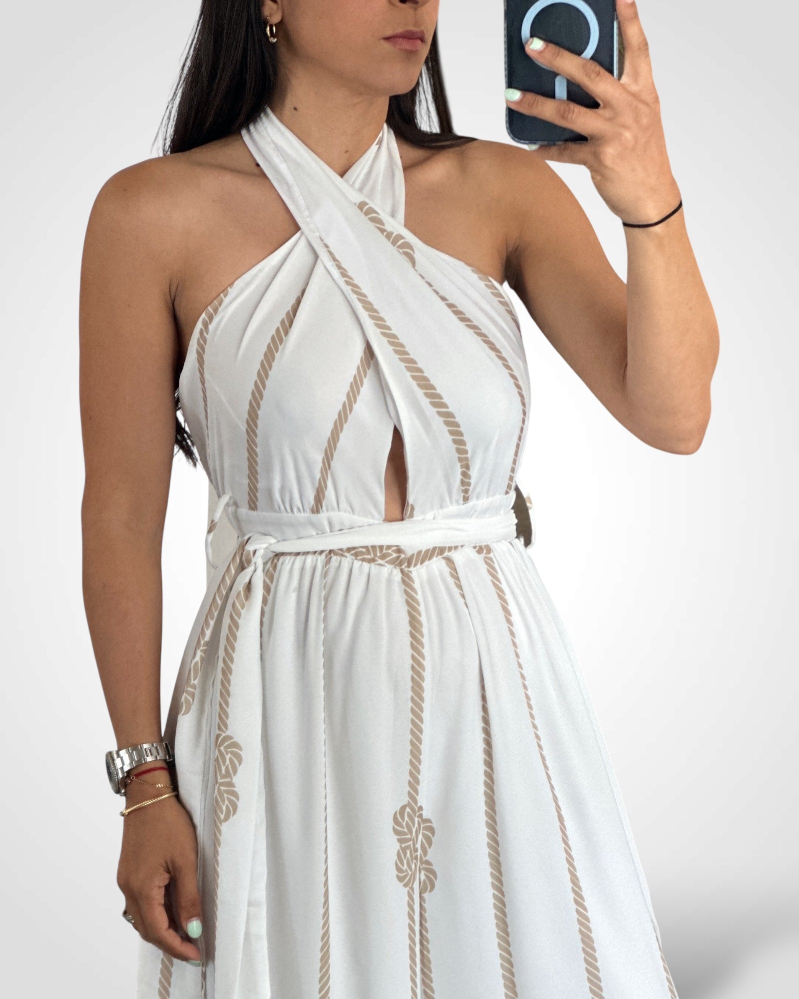 Cross-Halter Rope Detail Jumpsuit