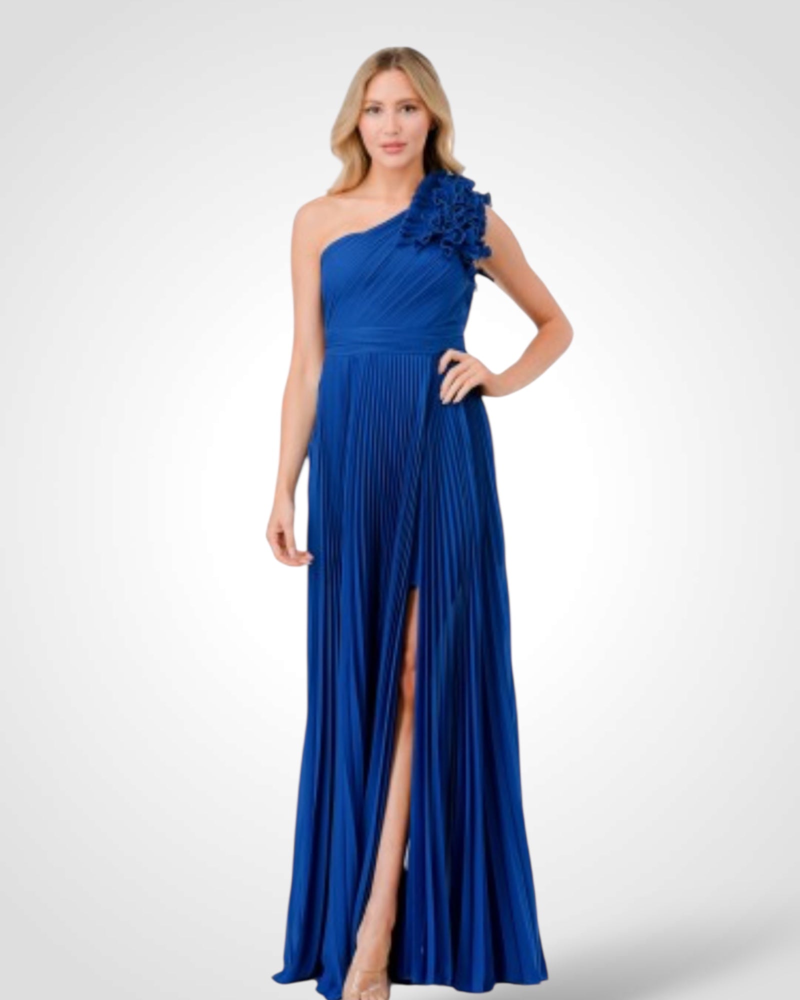 One Shoulder Ruffle Detail Maxi Dress
