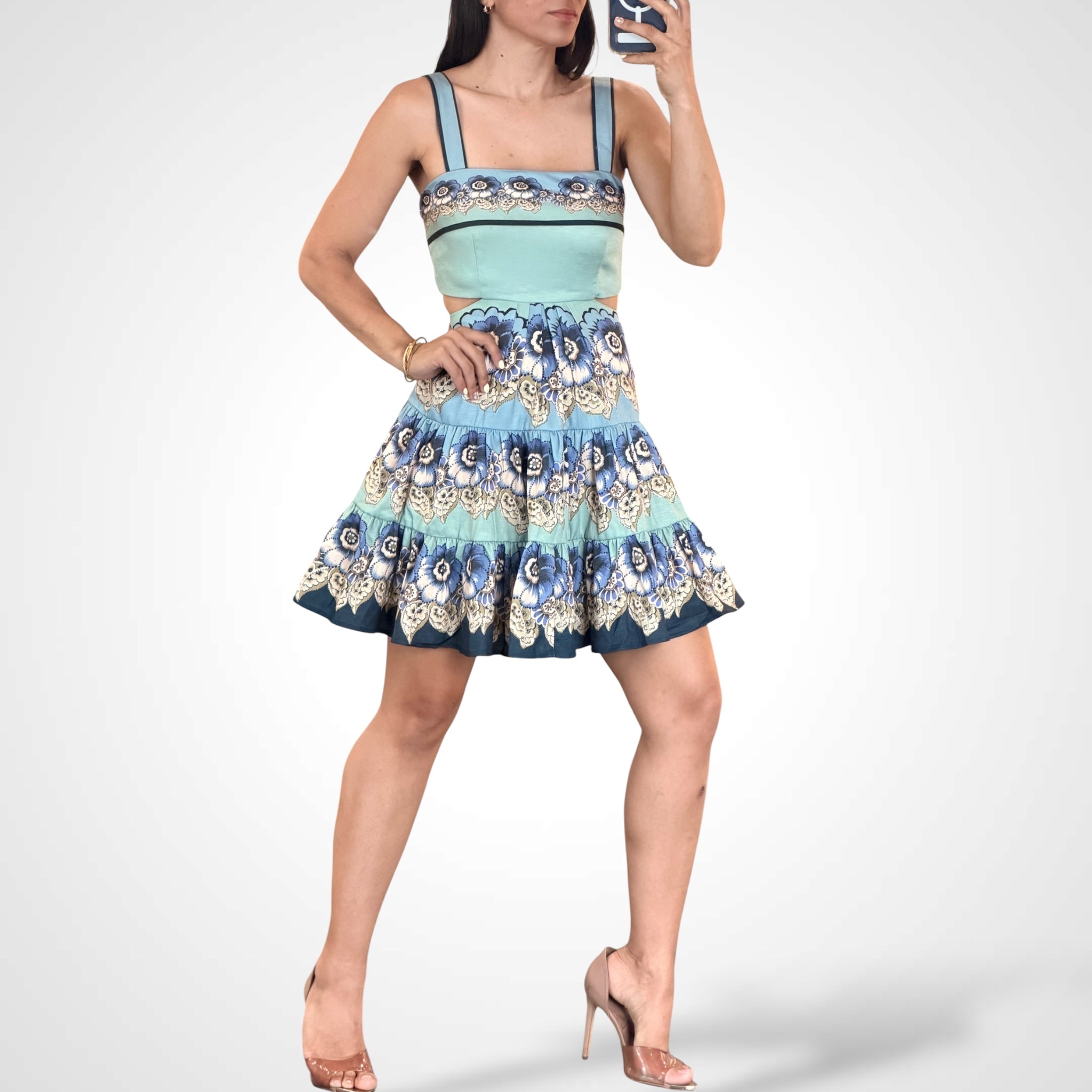 BLUE FLORALS TIERED DRESS-1