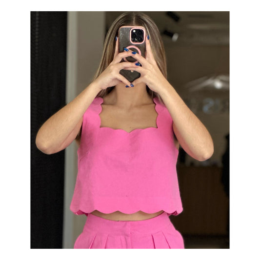 SJQ SCALLOPED EDGE SQUARE NECK CROPPED TOP
