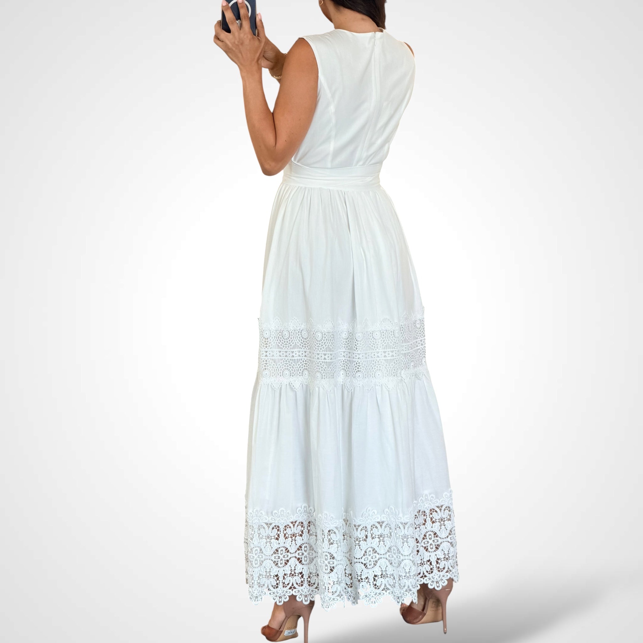 LACE TRIMMED TIERED MAXI DRESS•-3