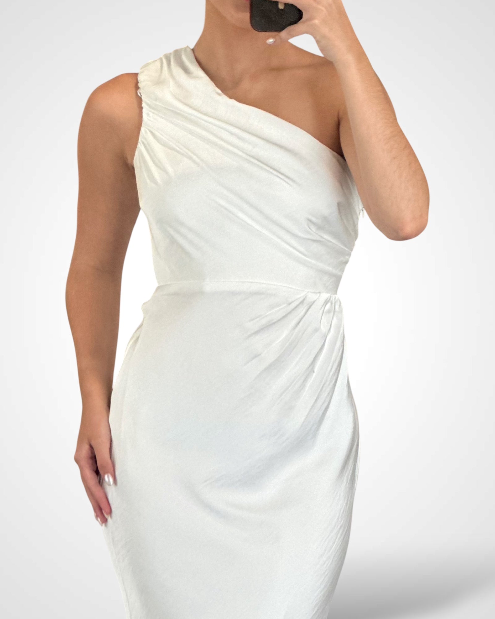 One S Satin Bias Dress (White)