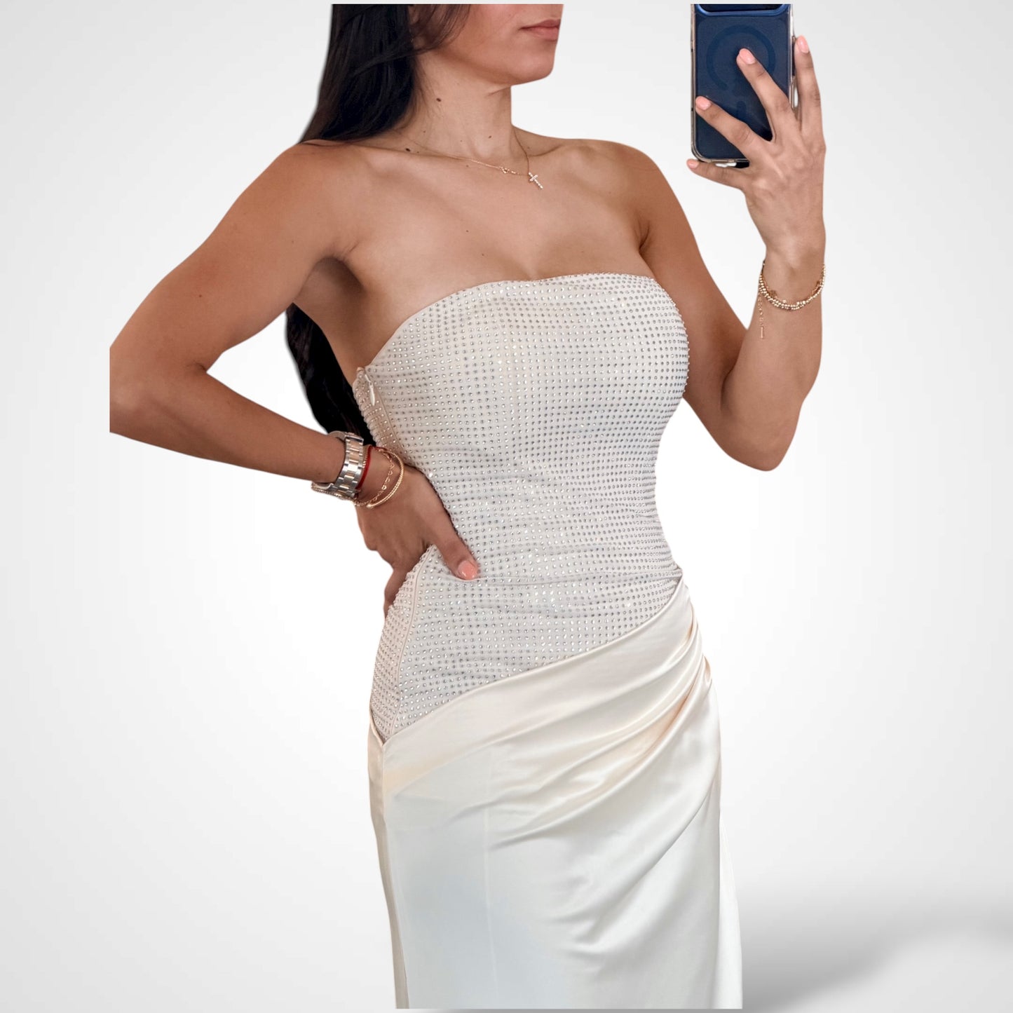 GLAMOROUS CHAMPAGNE MAXI DRESS