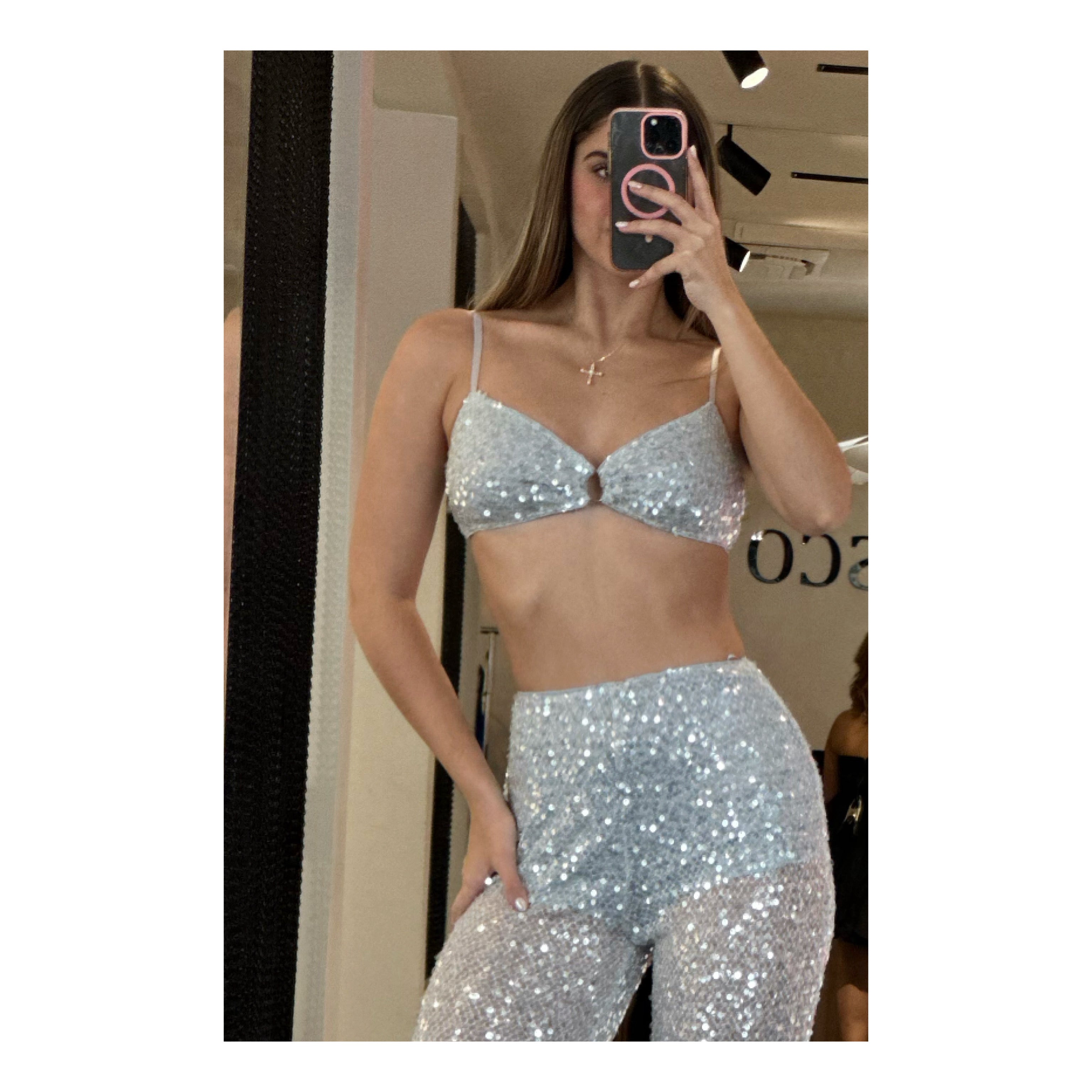Two piece sparkly outfit hotsell