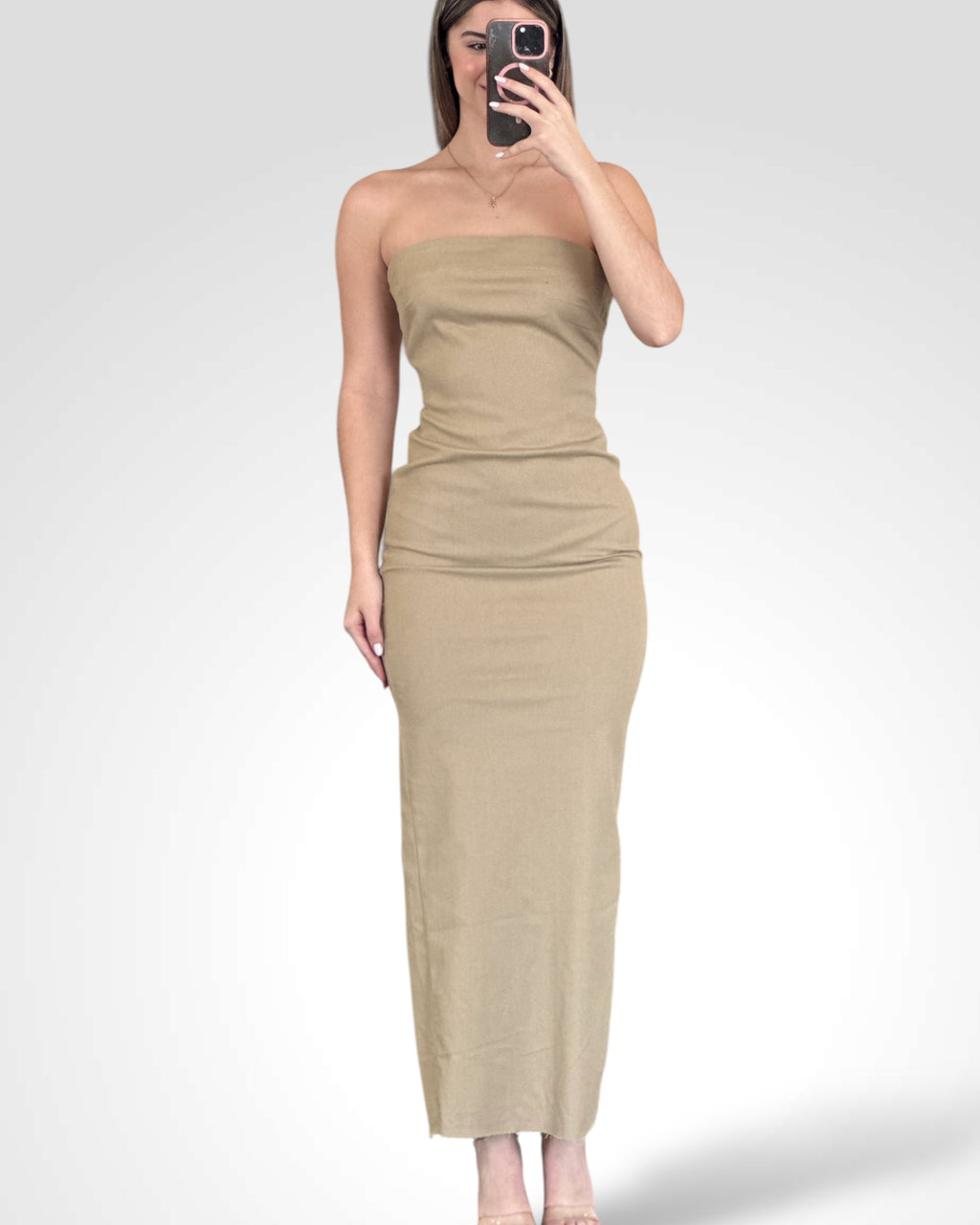 SOLID OFF SHOULDER BODYCON TUBE MAXI DRESS