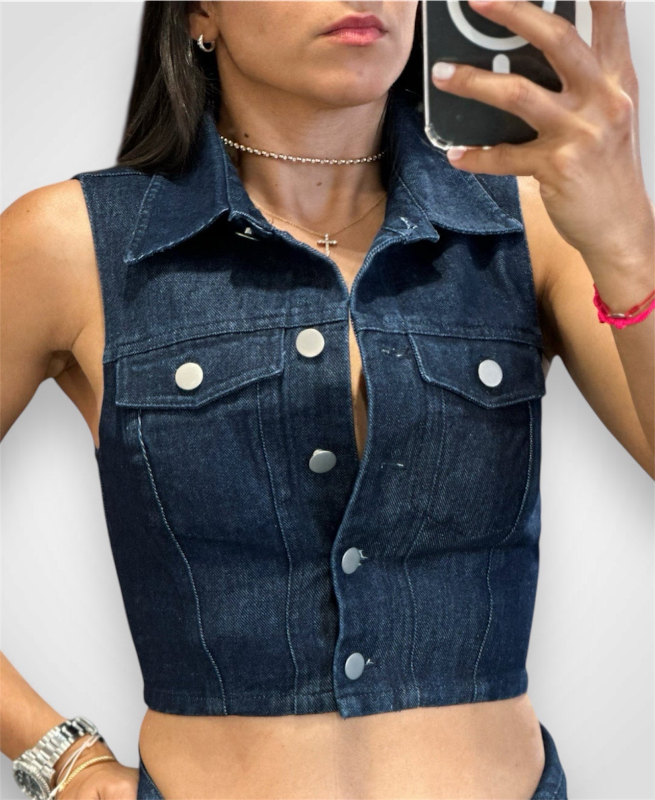 Indigo Sleeveless Denim Jacket
