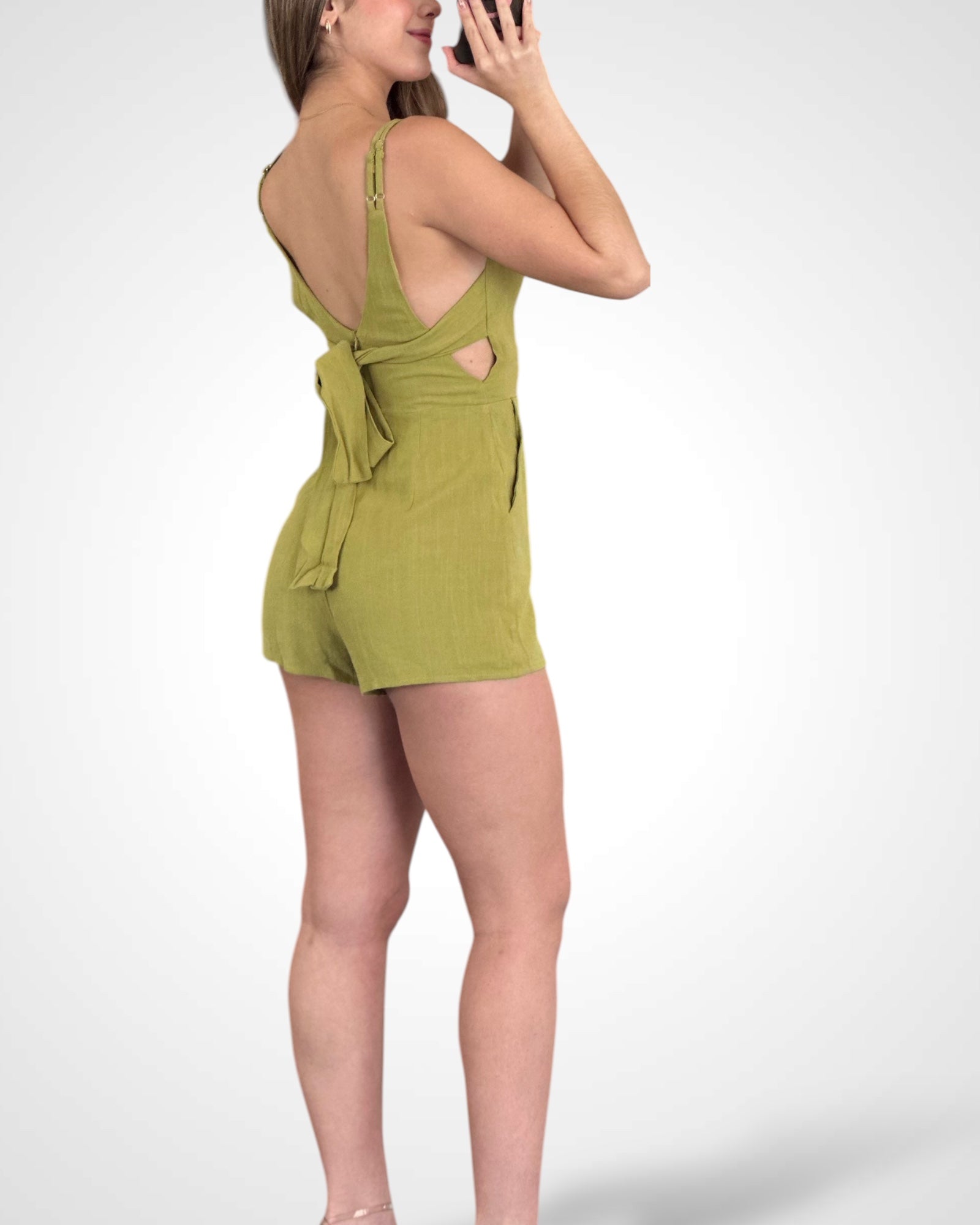 SJQ-V NECK BACK TIE BOW ROMPER