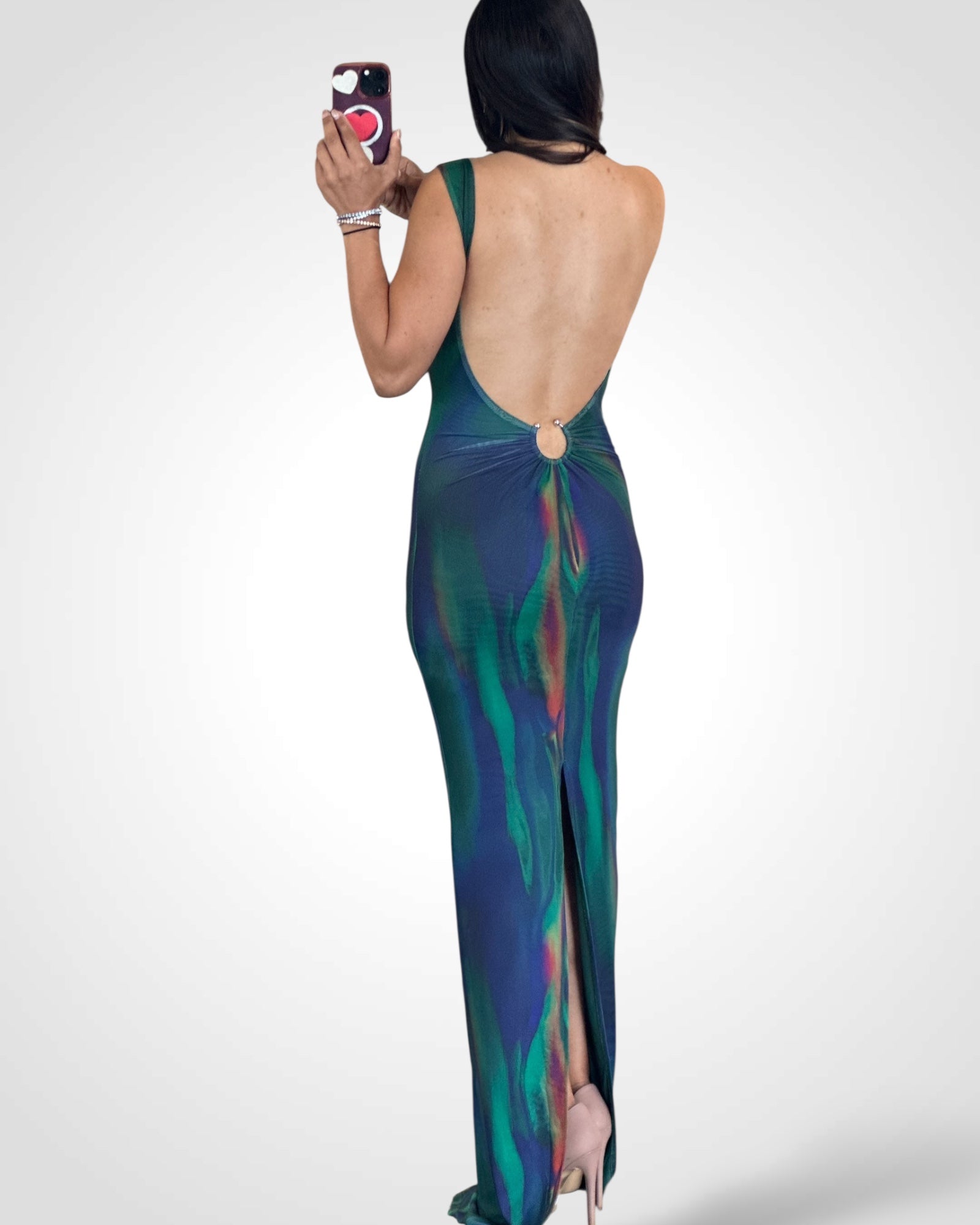 Abstract Green Multi Maxi Dress•-3