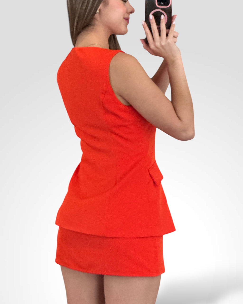 SQUARE NECK SLEEVELESS CREPE ROMPER DRESS