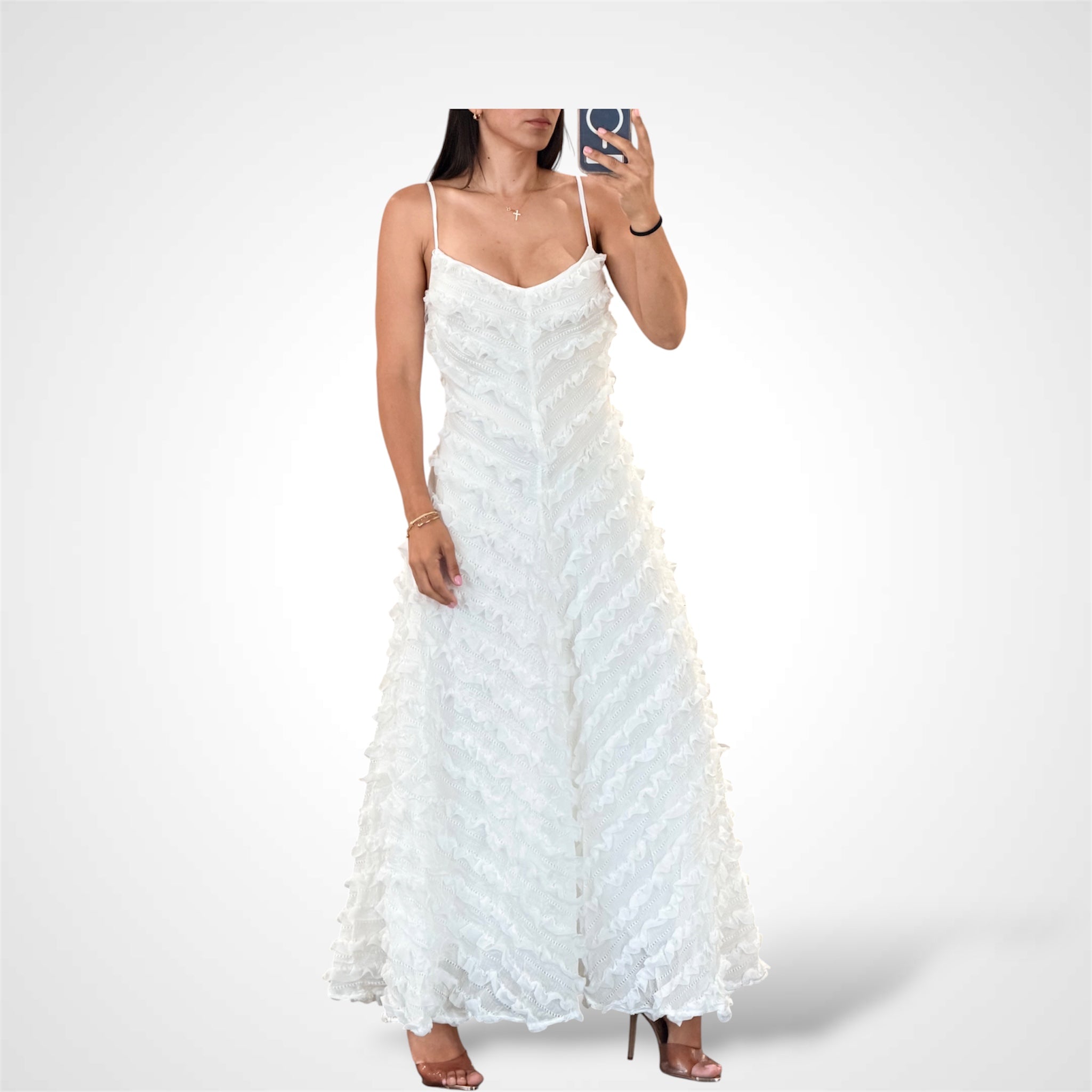 Ruffle Detail Flare Midi Dress